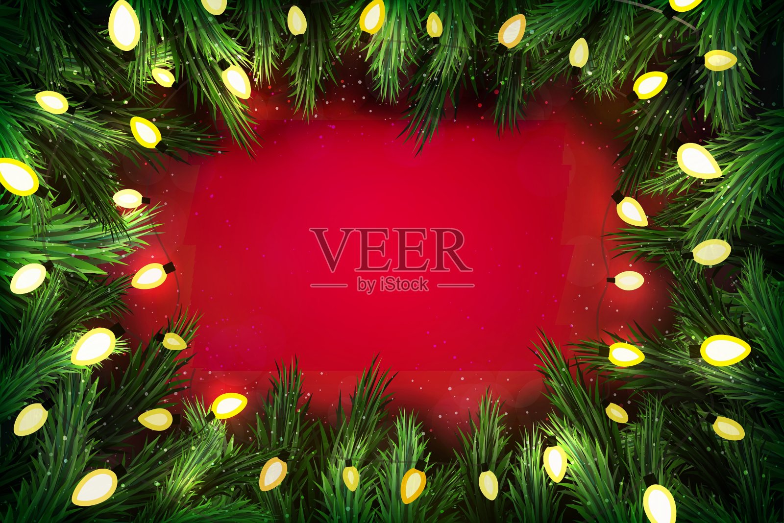 红色的圣诞松木花环插画图片素材