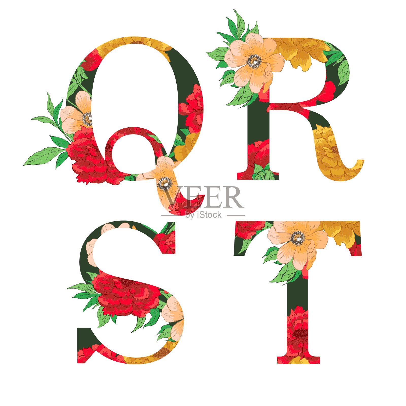 花五颜六色的字母设计元素图片