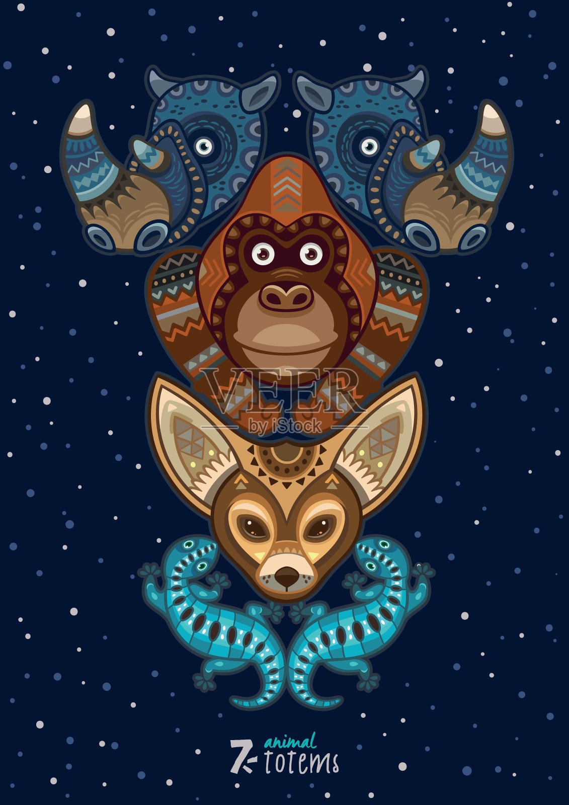 野生图腾动物犀牛插画图片素材