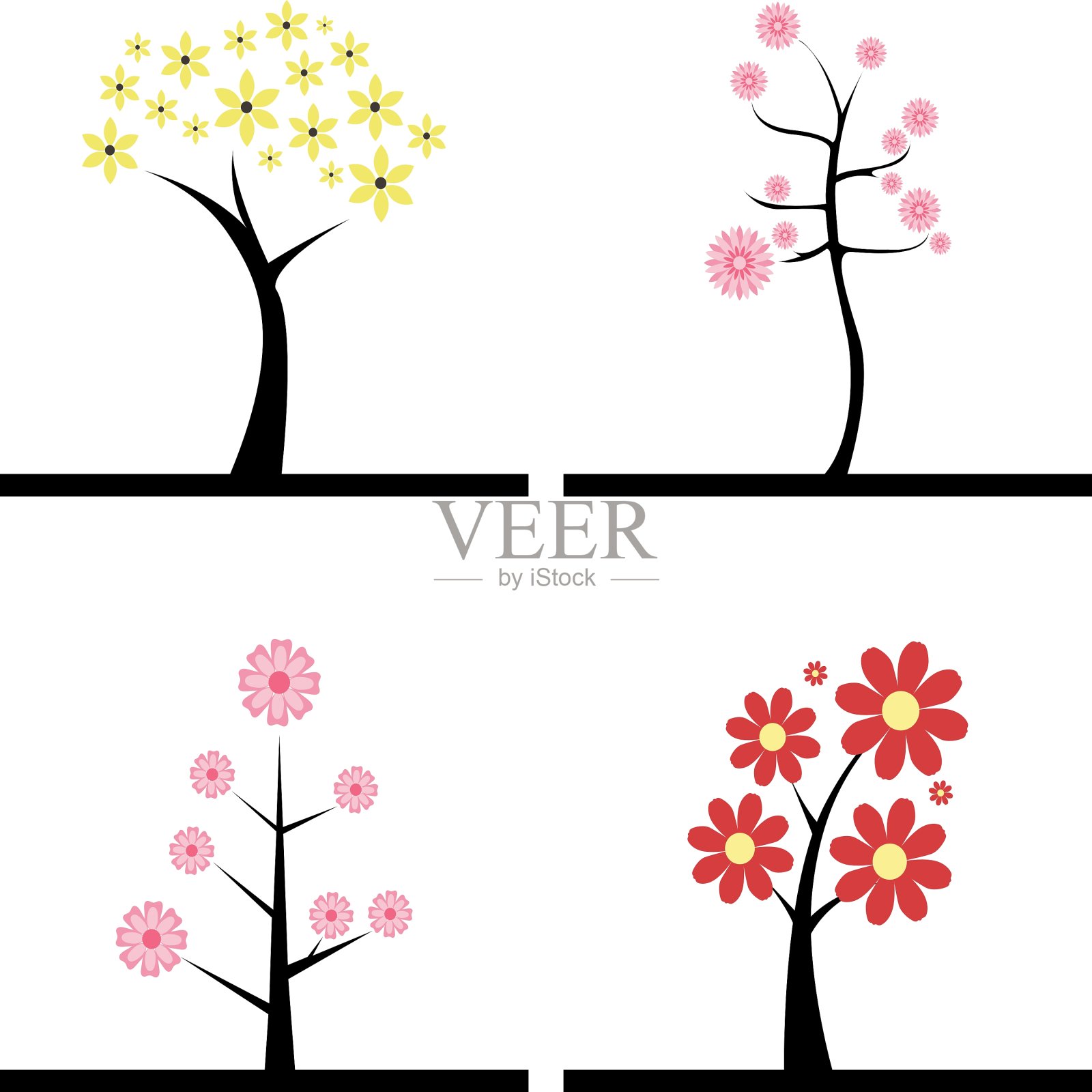 可爱的抽象树插画图片素材