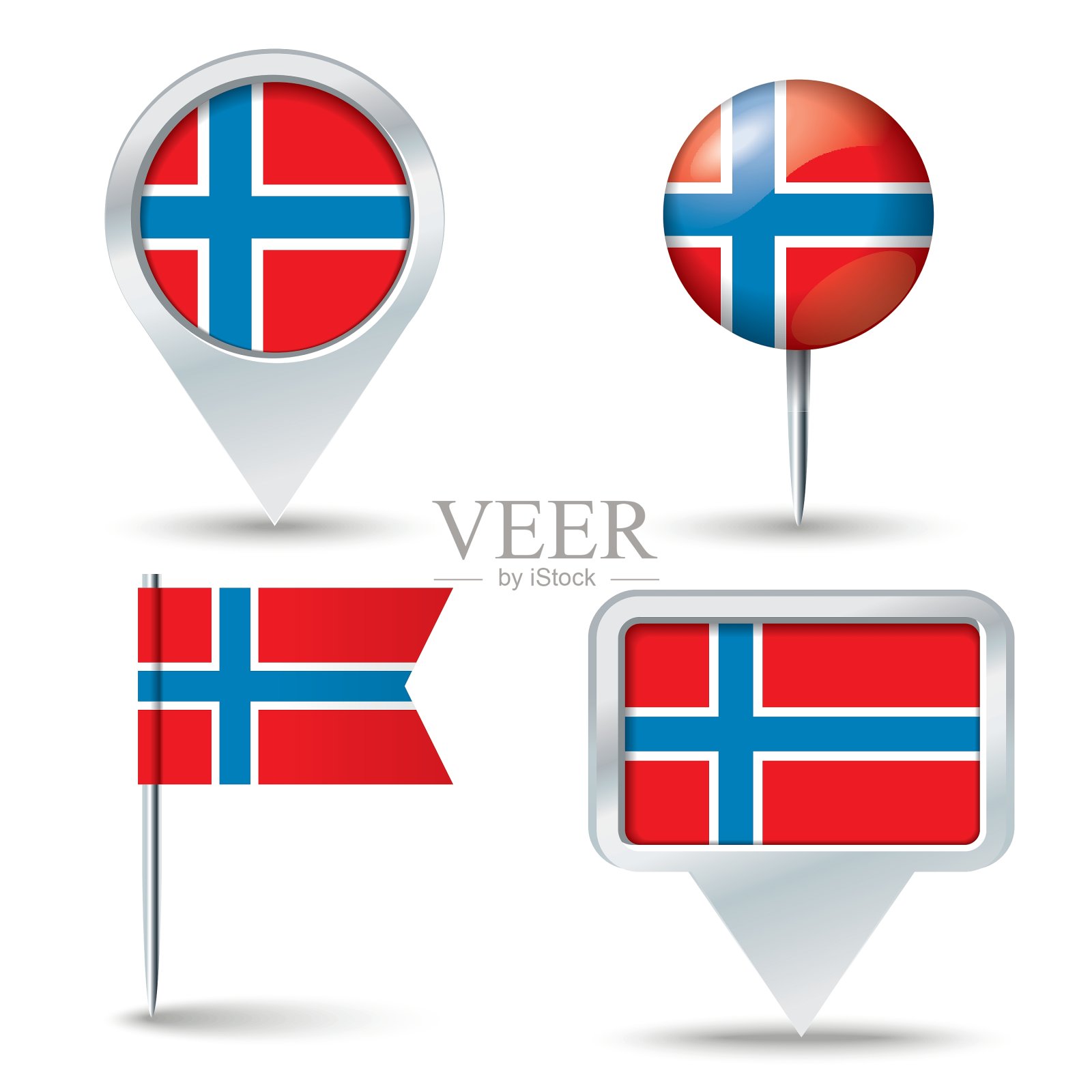 布维岛旗帜地图图钉插画图片素材