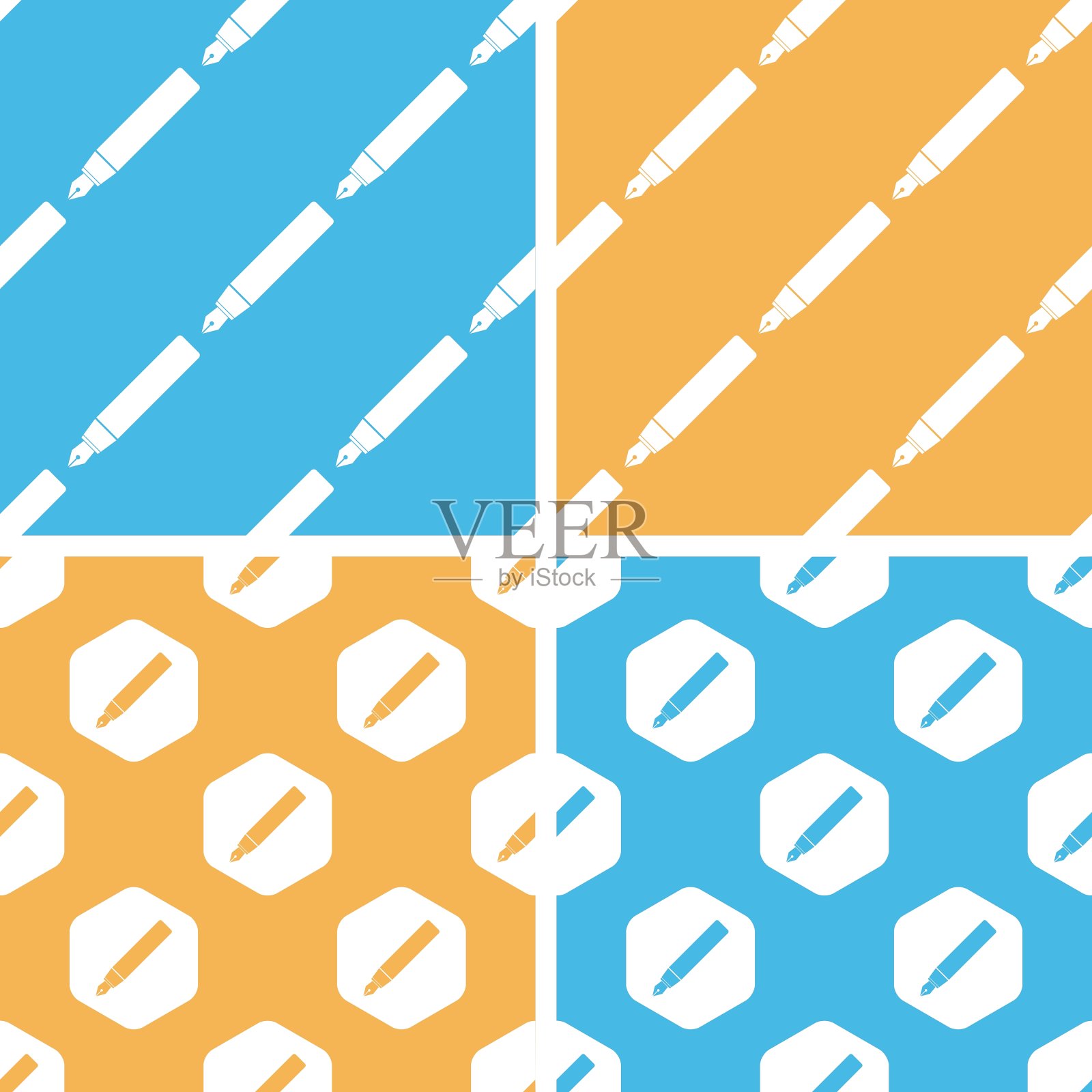 钢笔图案套色插画图片素材