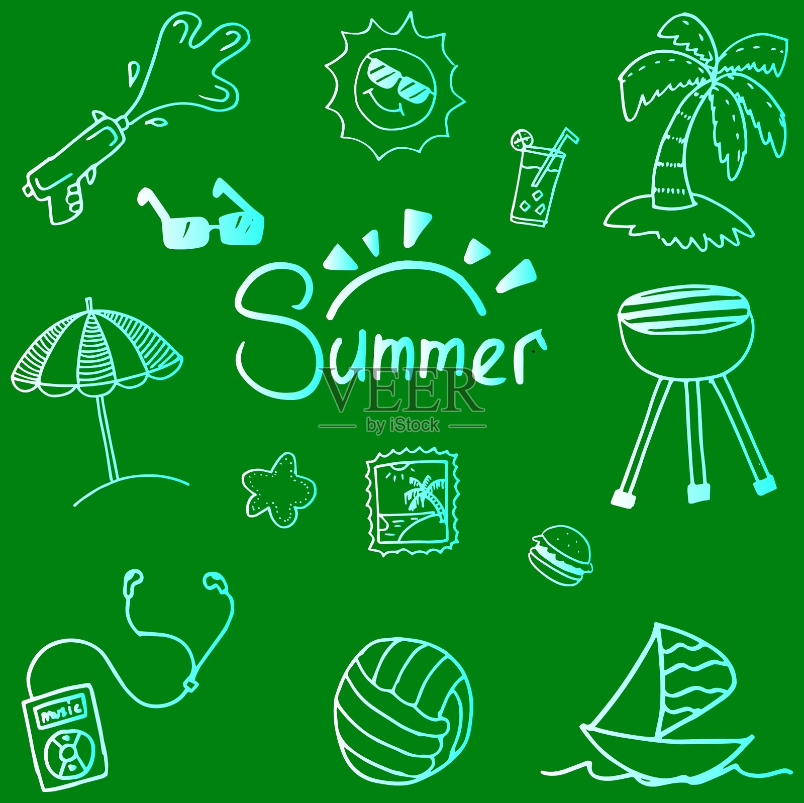 夏天涂鸦艺术插画图片素材