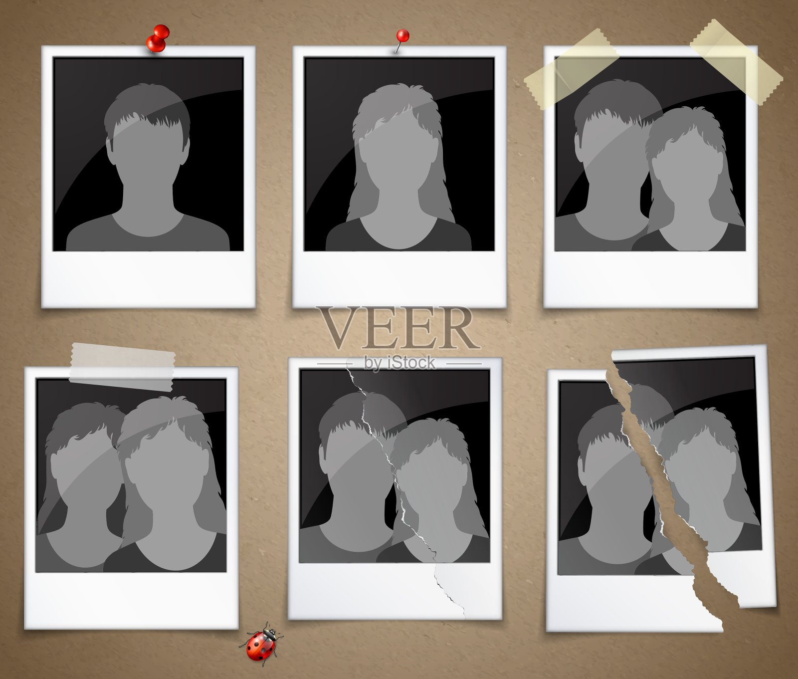 一套剪影相框插画图片素材