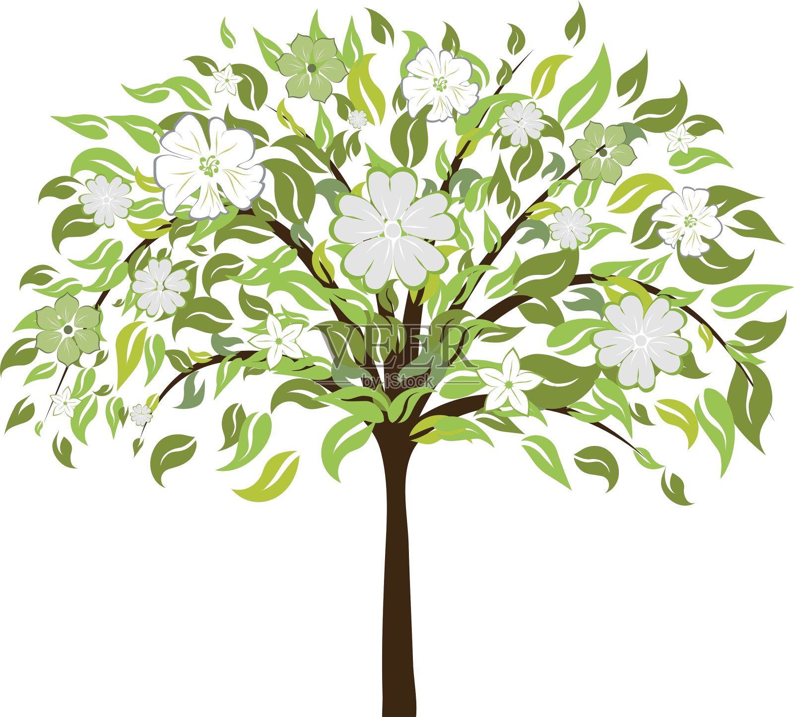 树开花设计元素图片