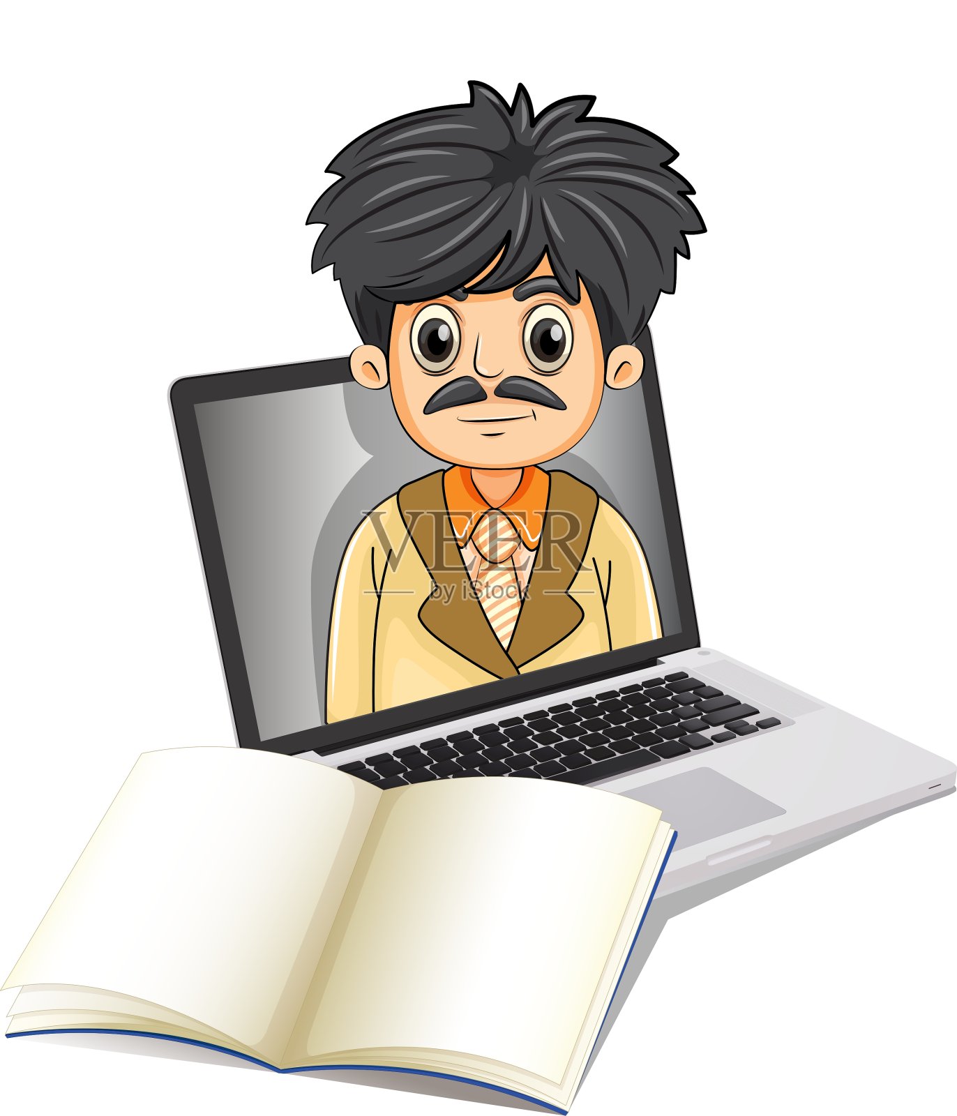 在笔记本电脑屏幕上有一个商业图标设计元素图片