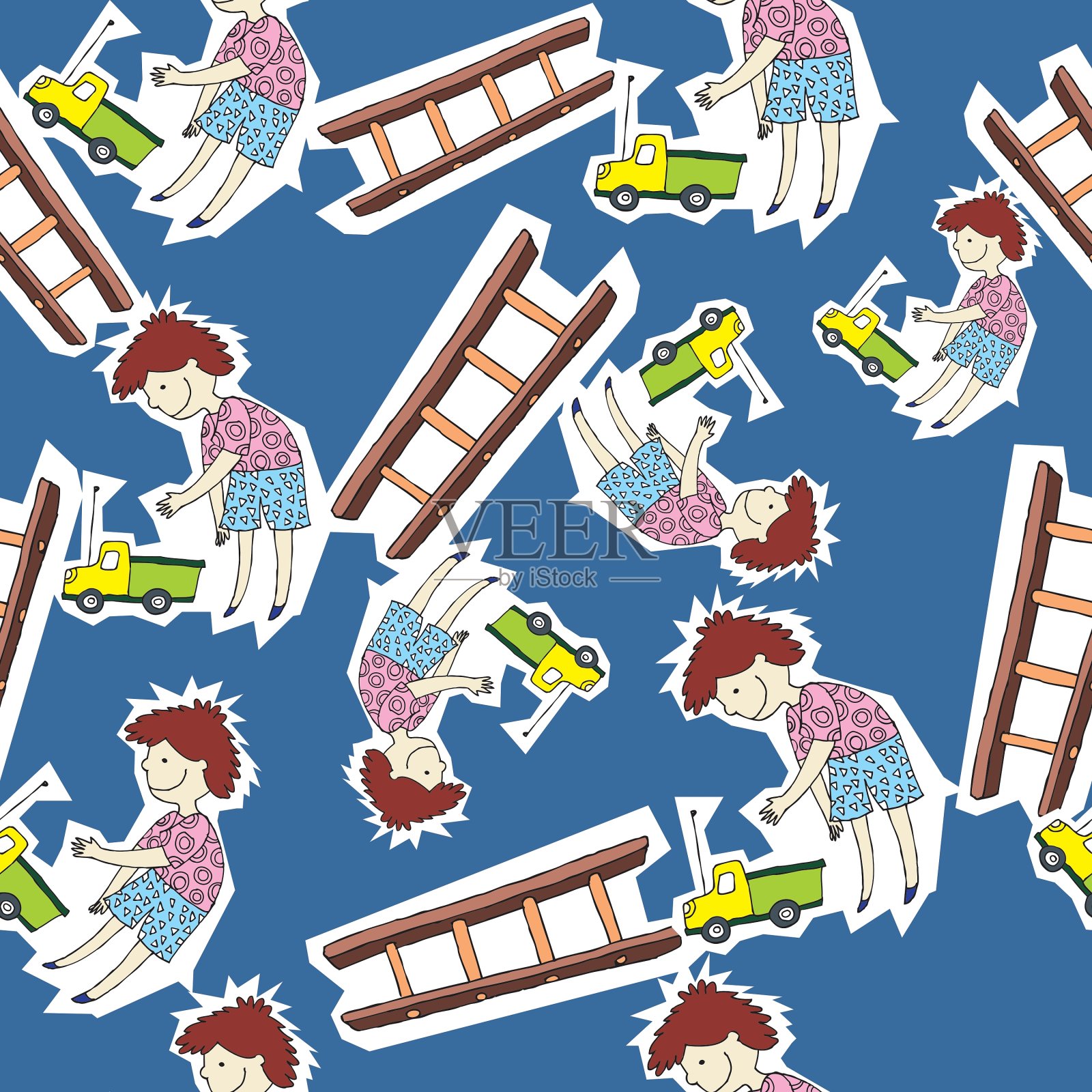 男孩模式插画图片素材