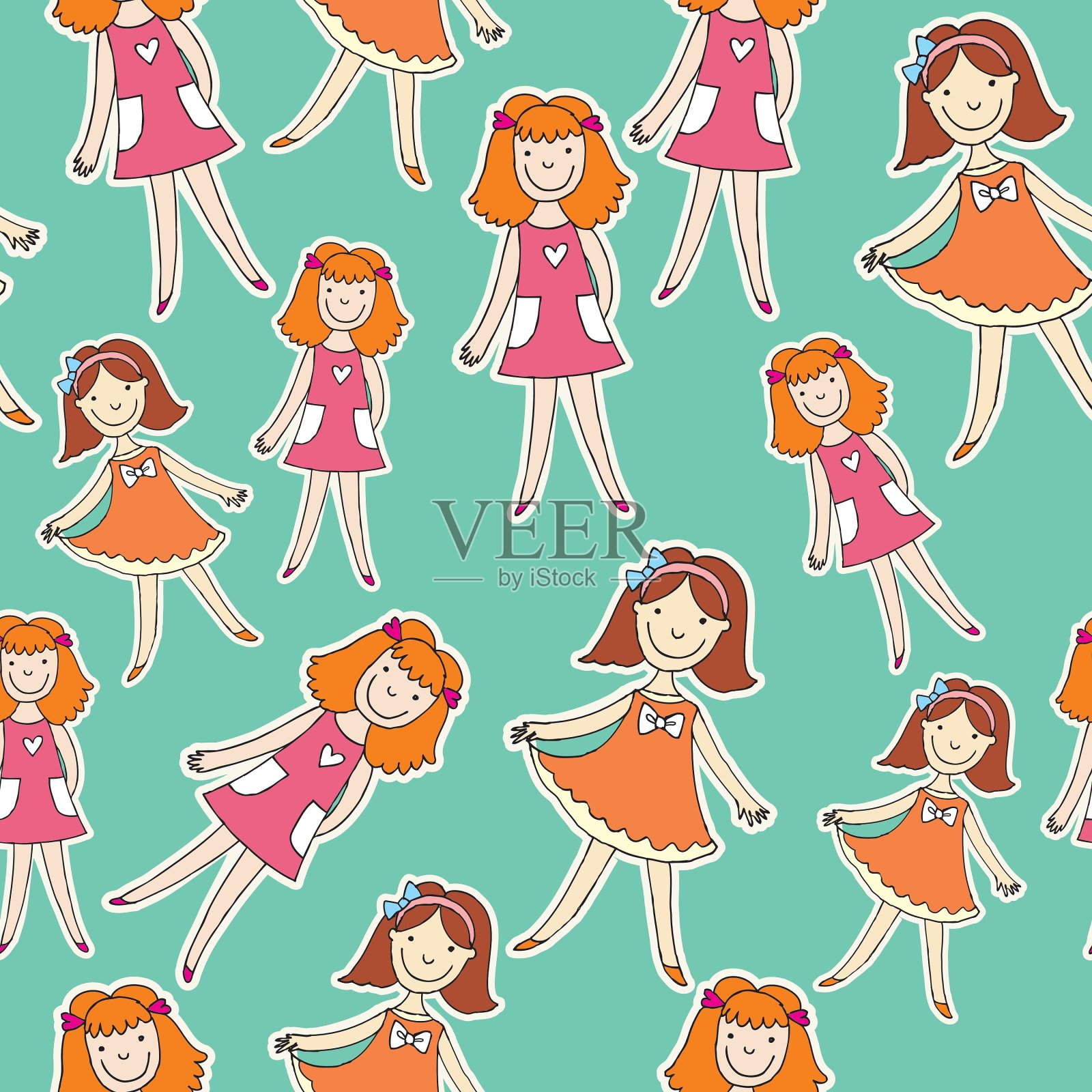 pj的女孩插画图片素材