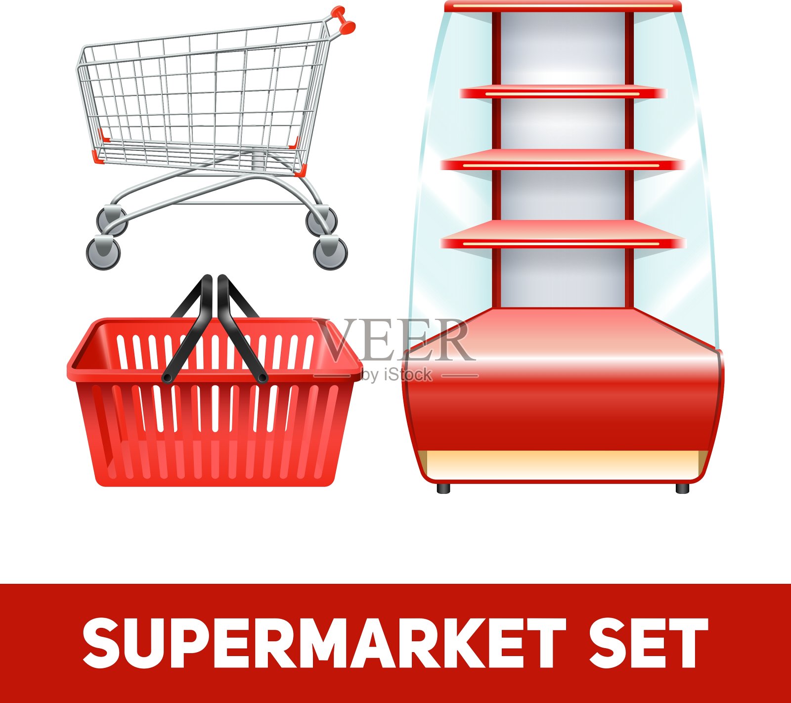 超市现实的设置插画图片素材