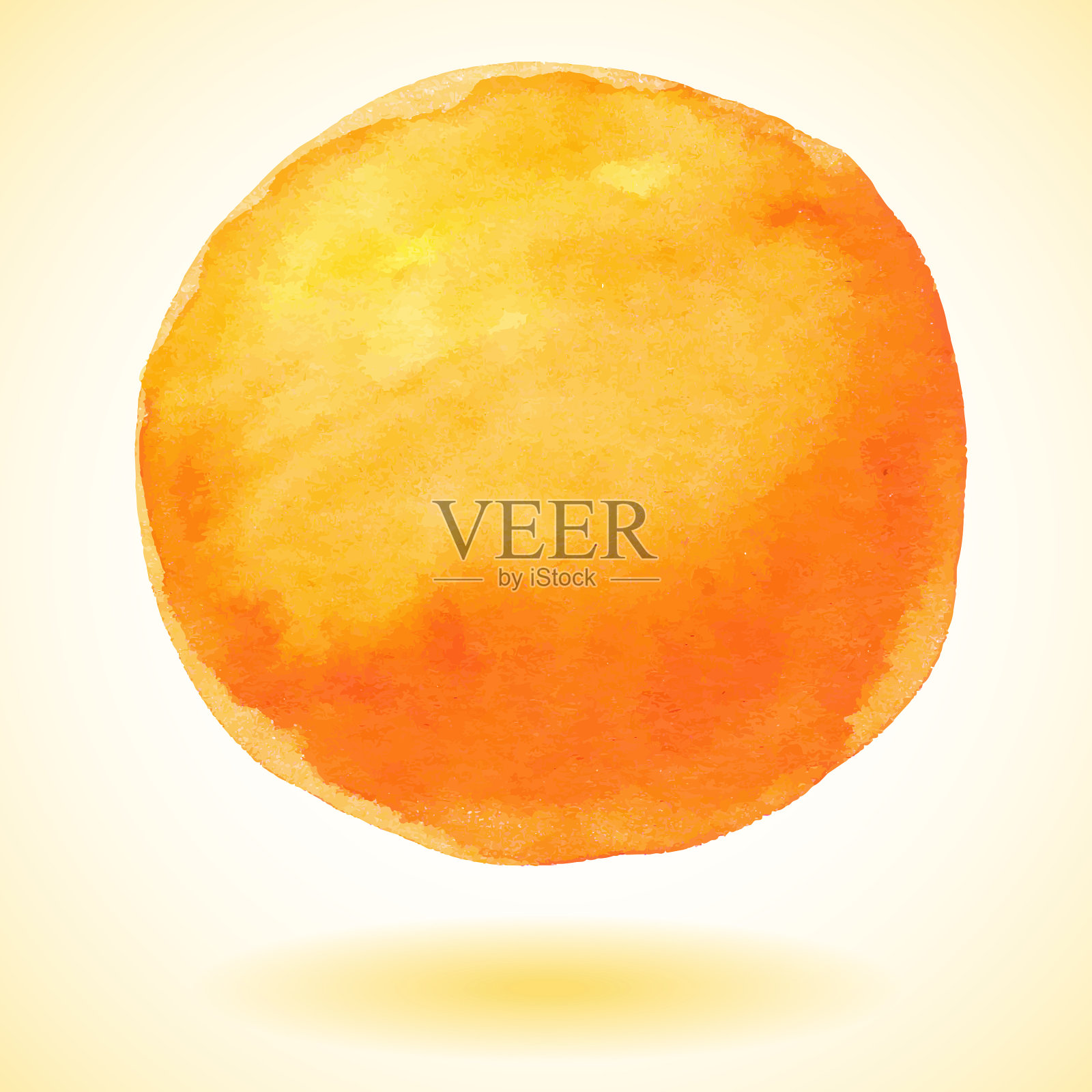 橙色水彩画圈插画图片素材