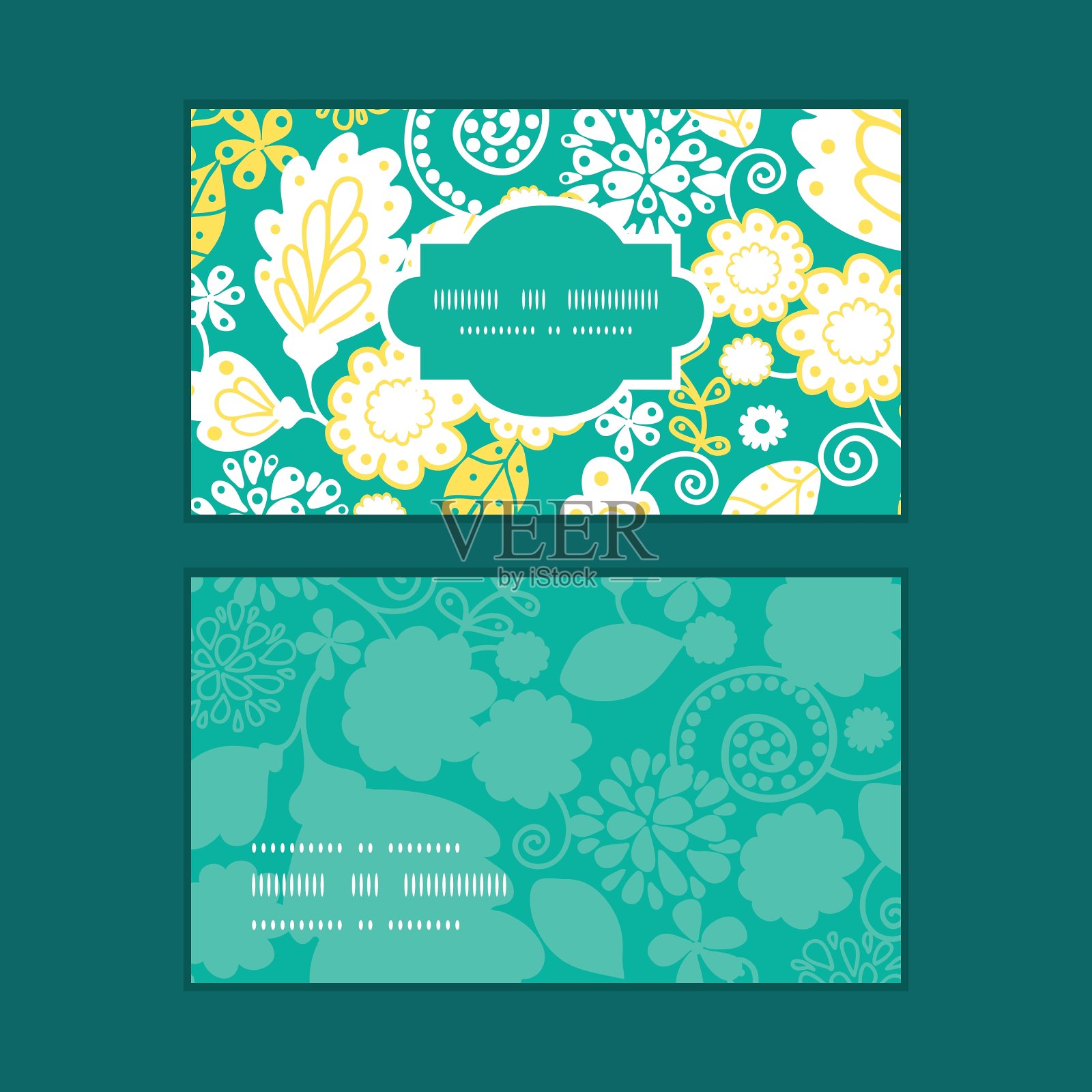 翡翠花横框图案插画图片素材