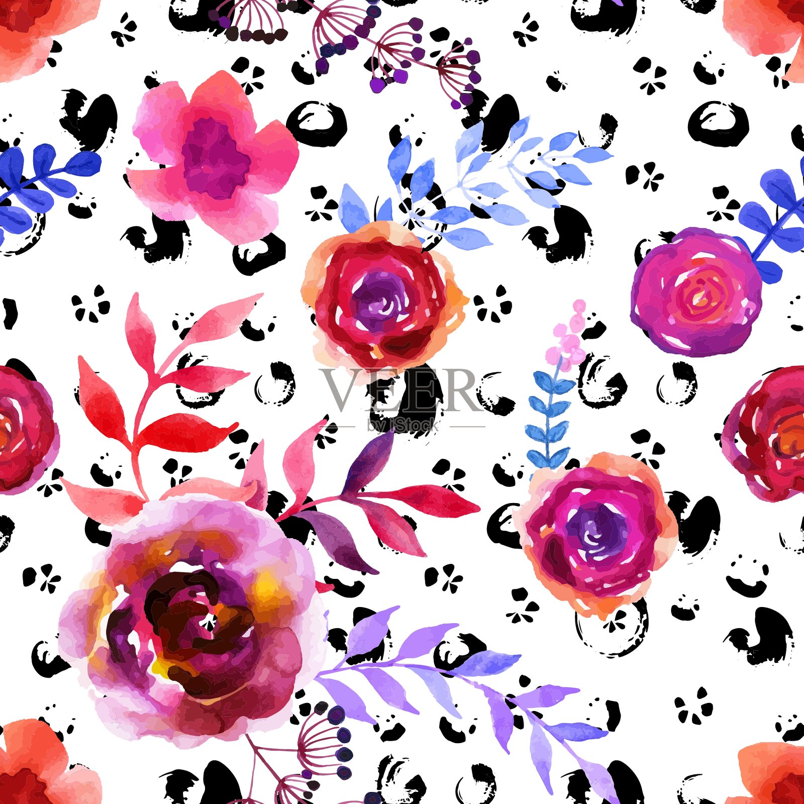 手绘绘制无缝图案插画图片素材