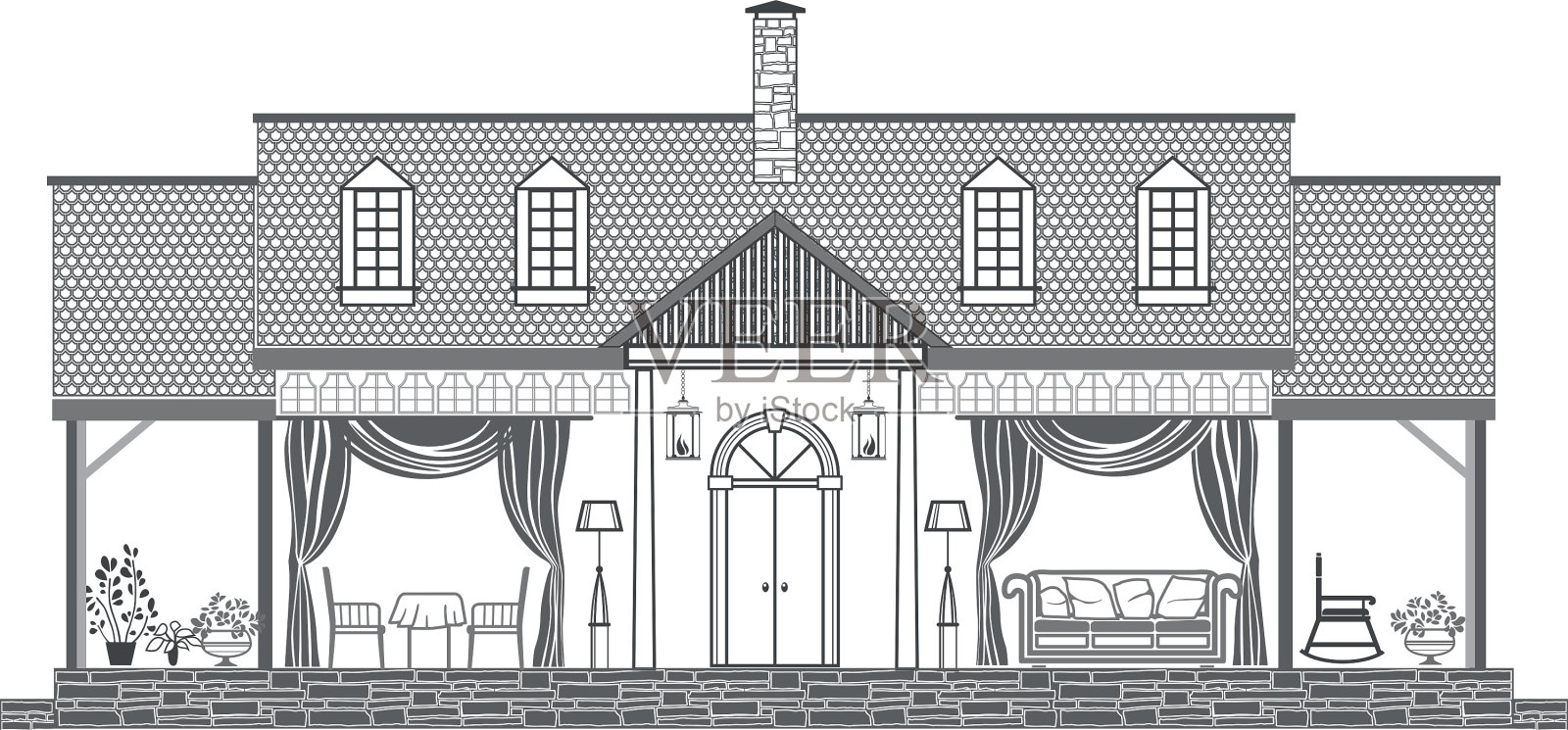 房子内部轮廓设计元素图片