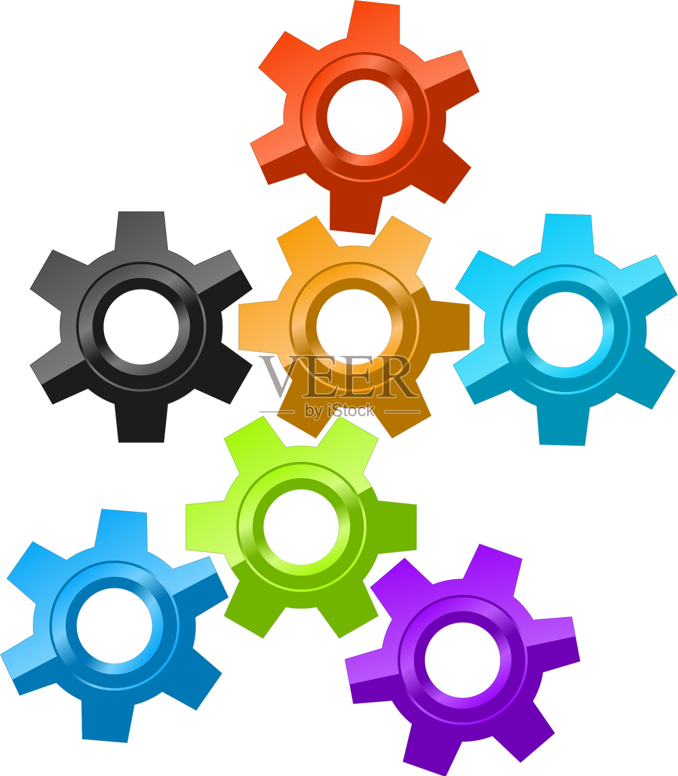 色彩斑斓的齿轮图标图标素材