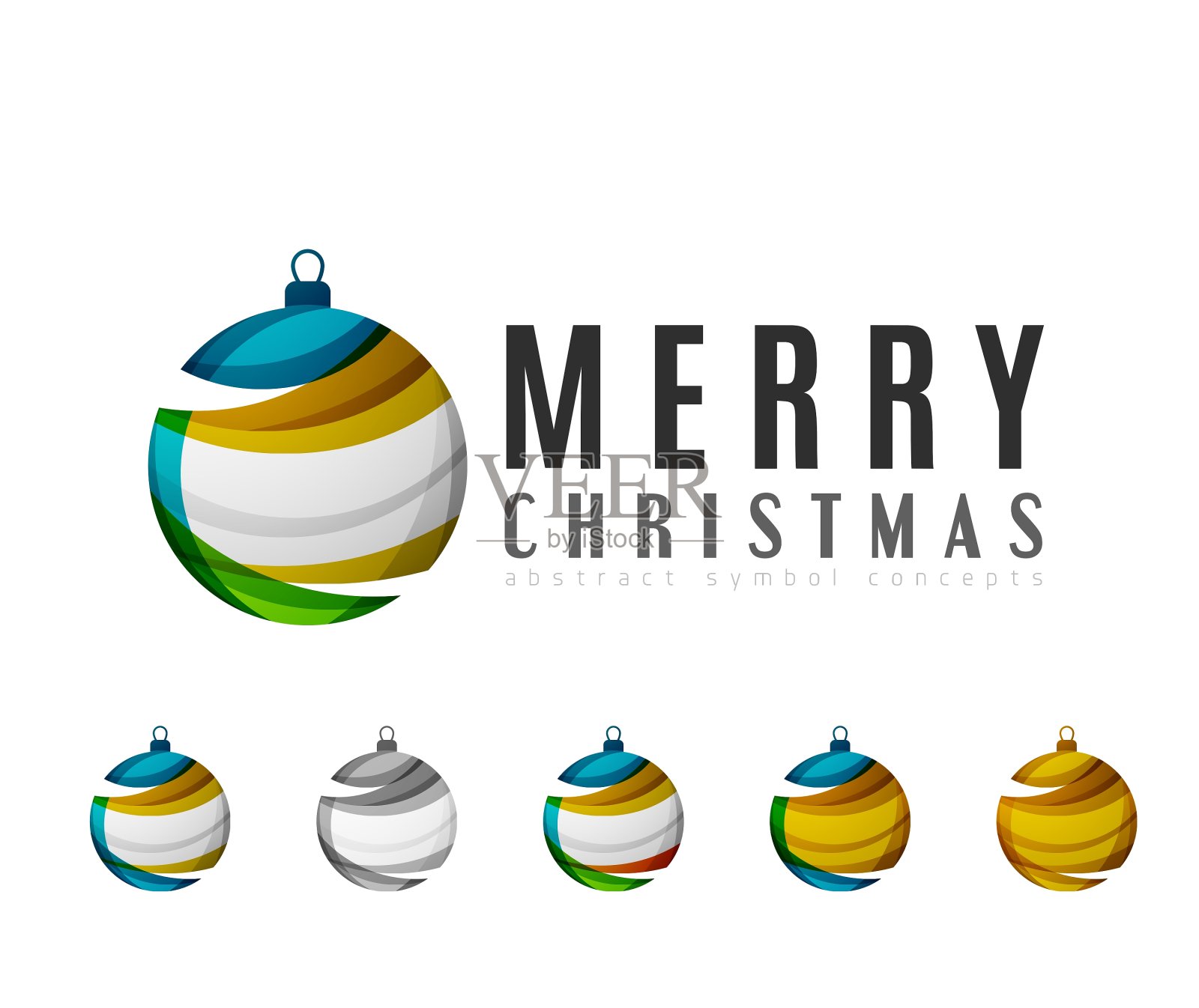 一套抽象的圣诞球图标业务图标素材