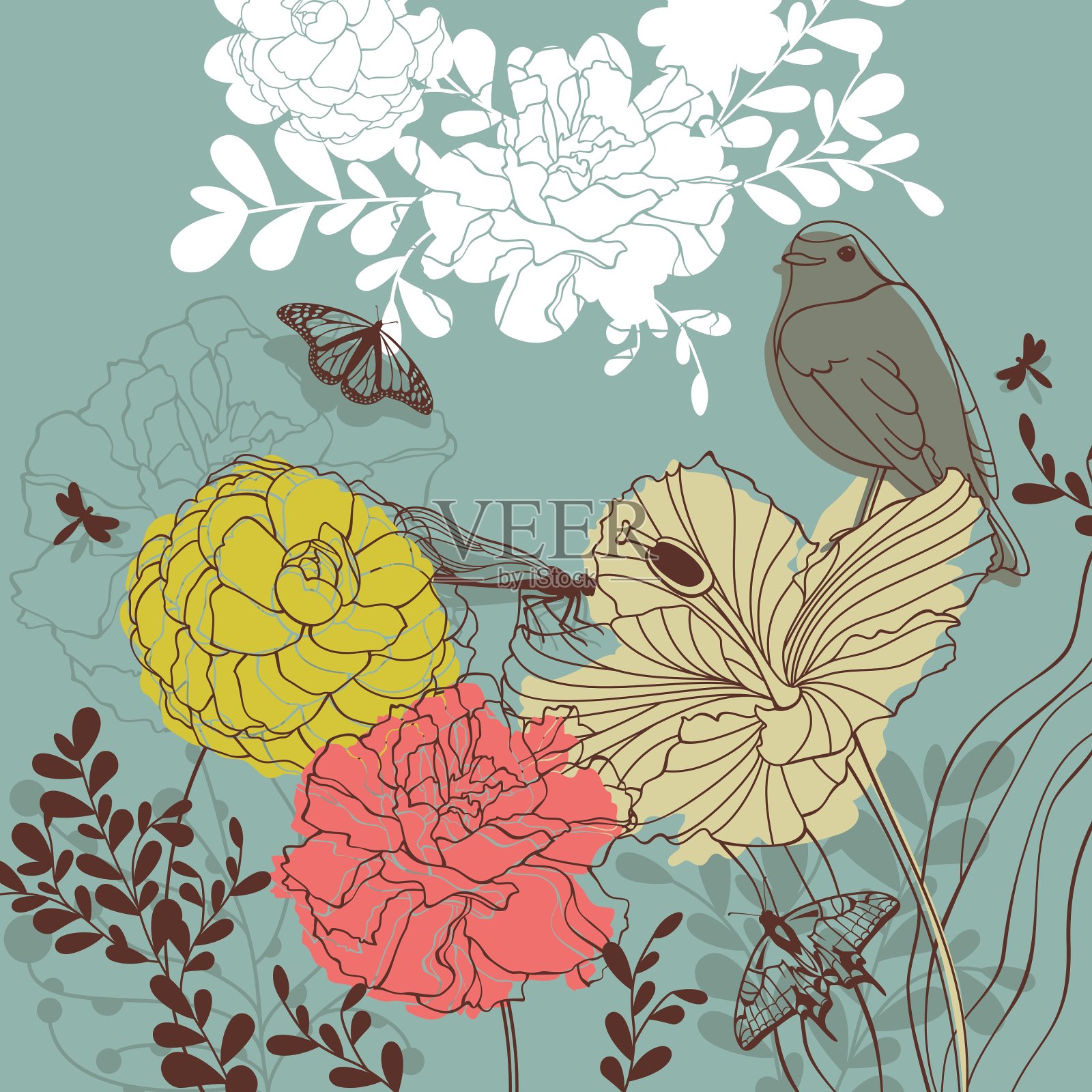 可爱的花卡插画图片素材