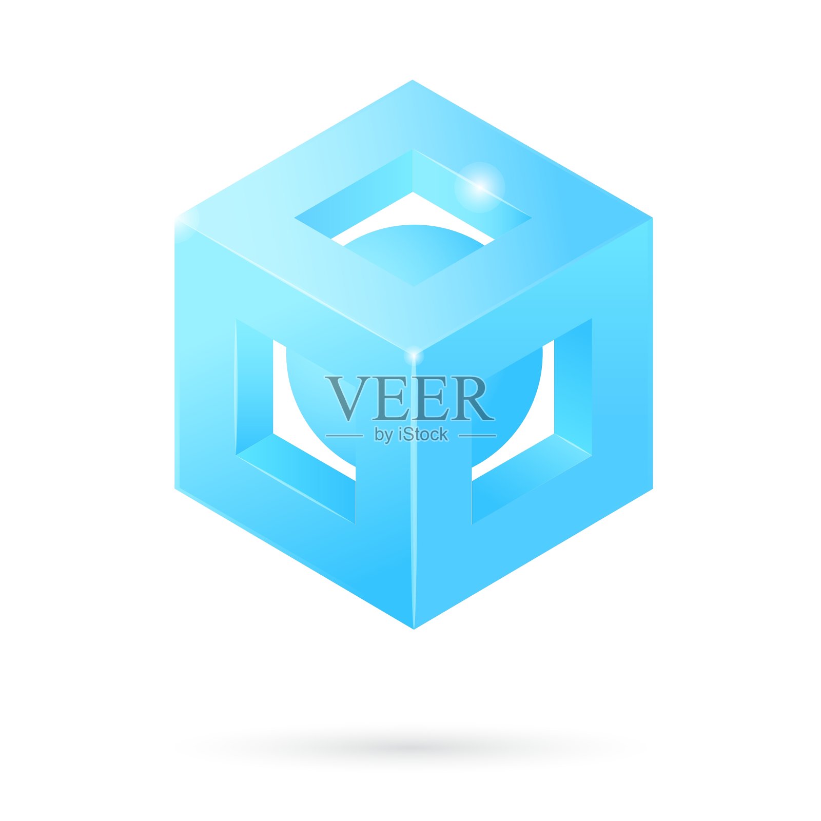 等距穿孔立方体标志设计元素图片