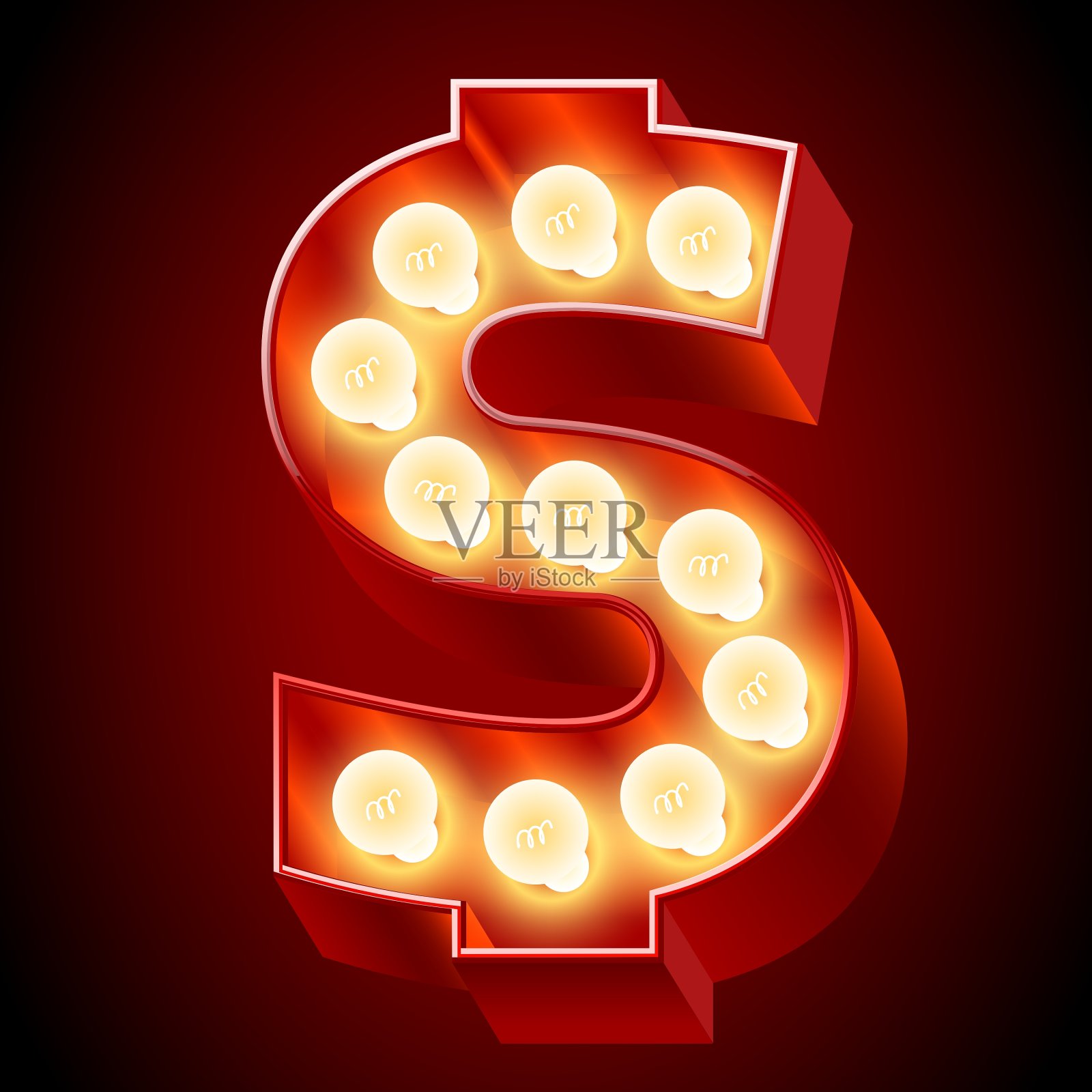 现实的旧灯字母灯板插画图片素材