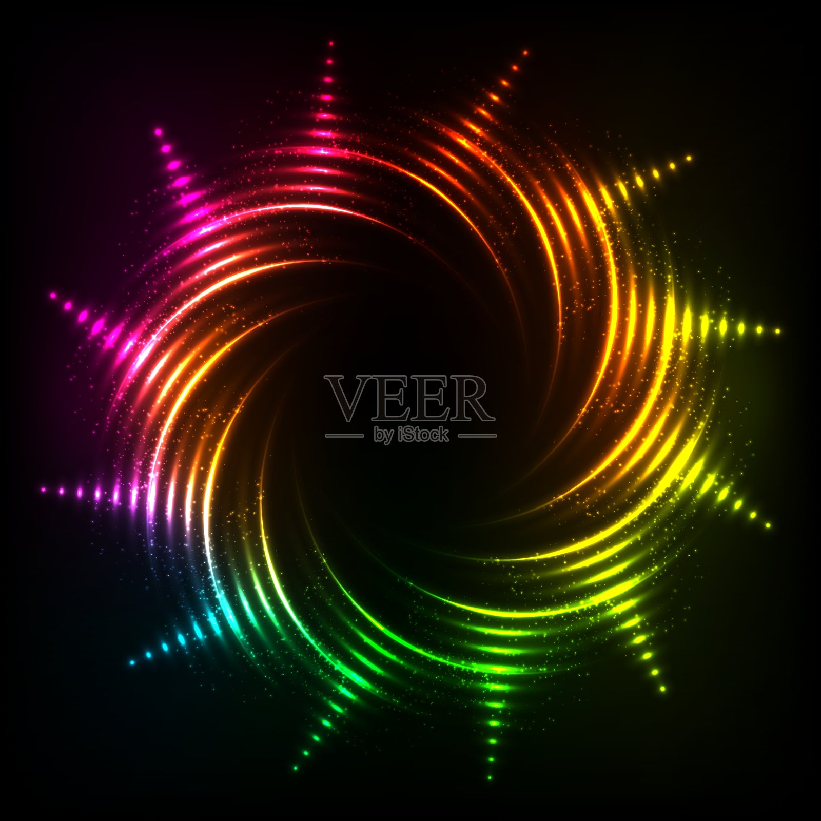 抽象彩虹霓虹螺旋宇宙框架插画图片素材