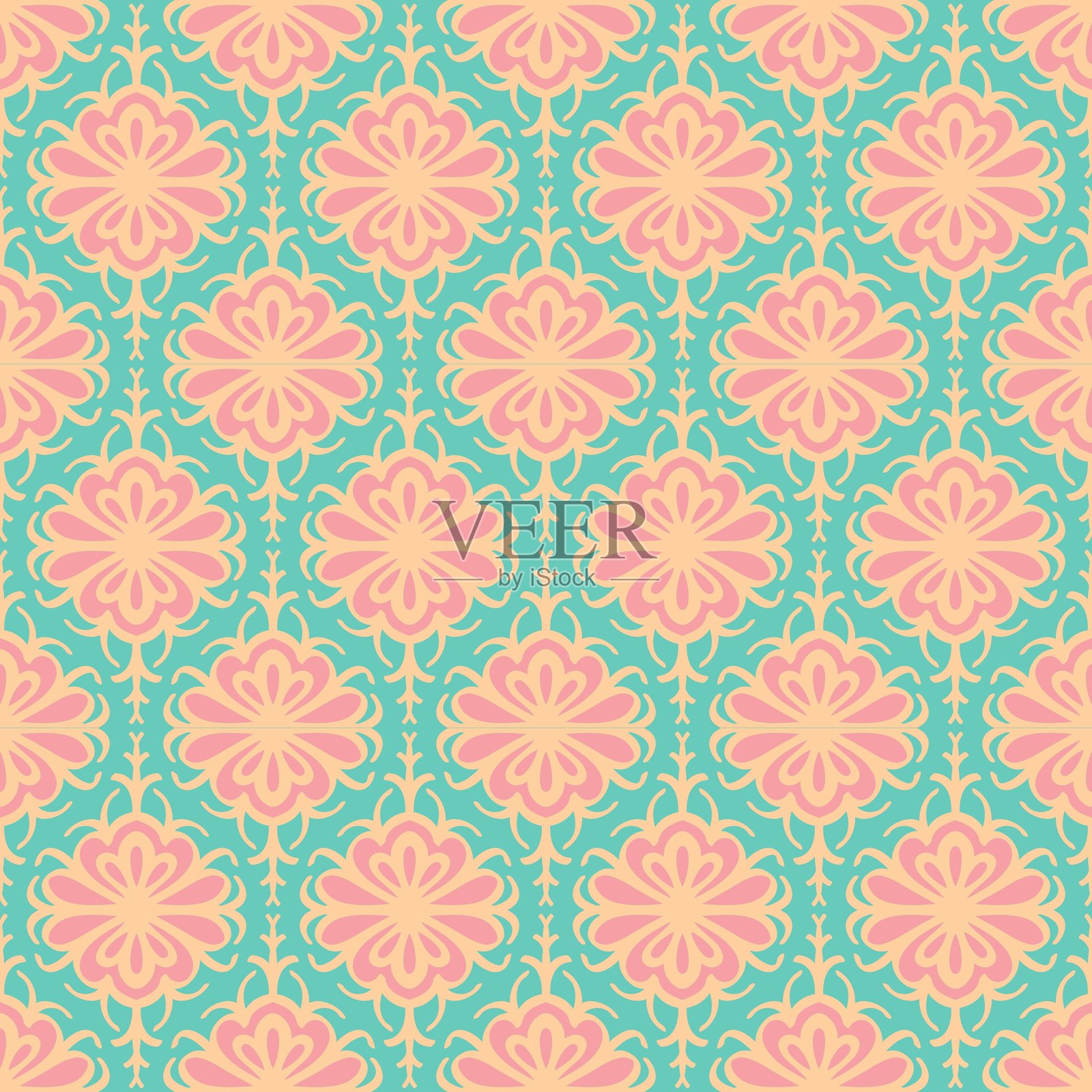 复古花无缝图案插画图片素材