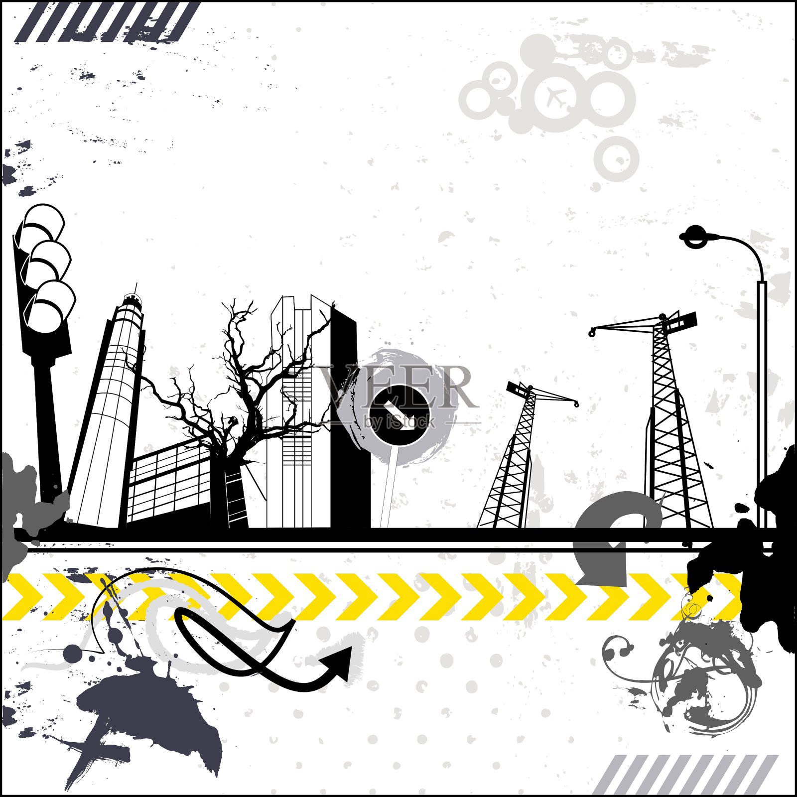 枯燥乏味的城市名片插画图片素材