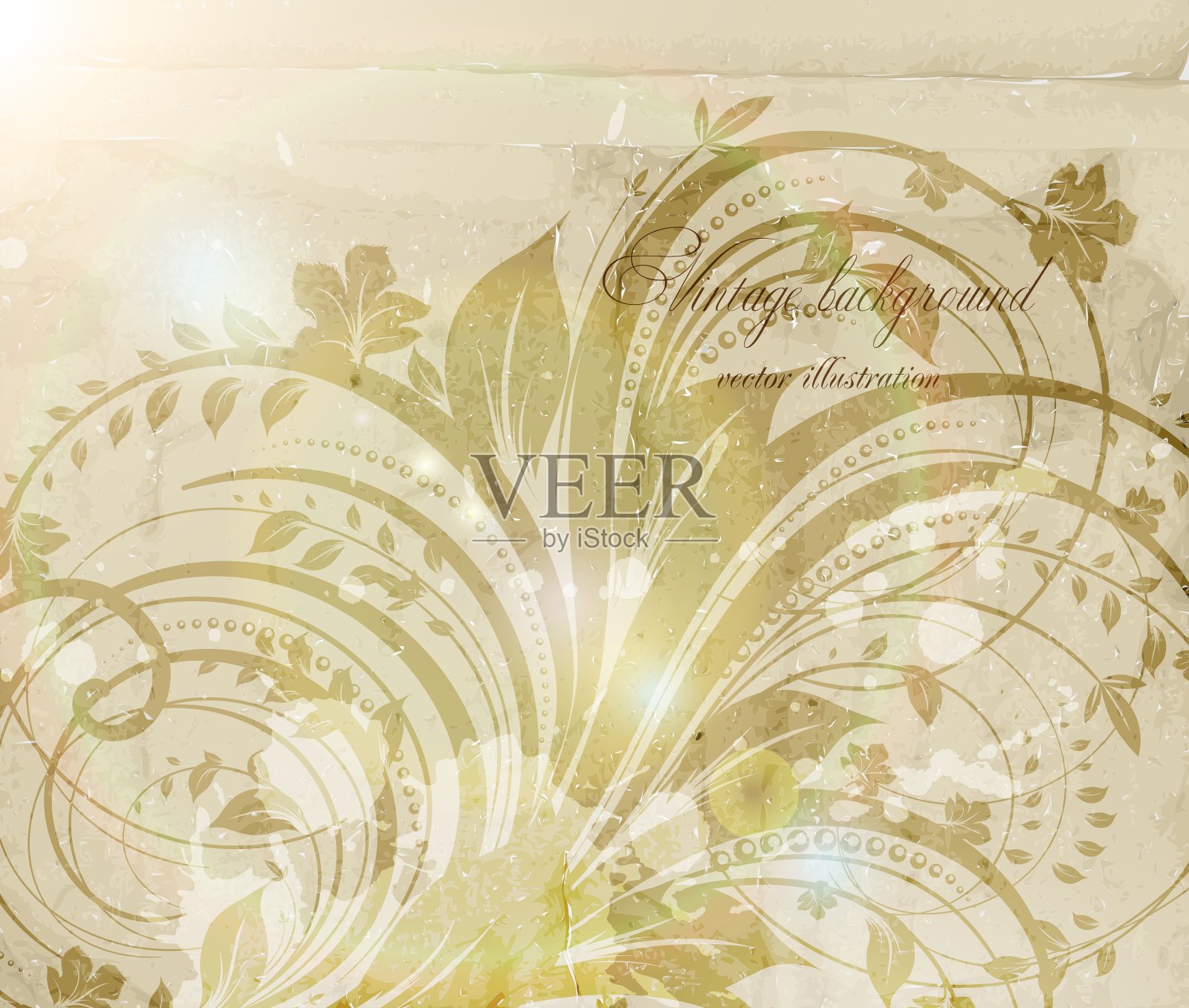 复古背景与花卉图案插画图片素材