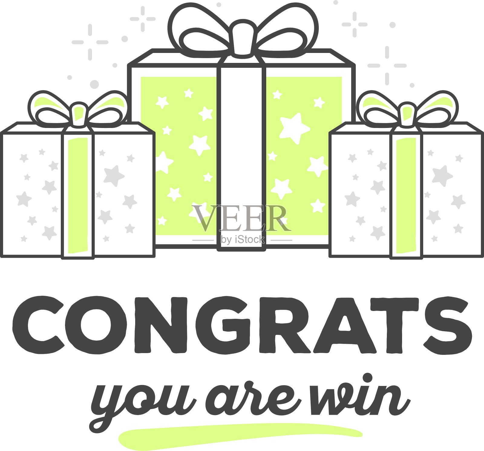 创意礼盒与弓与文字w插画图片素材