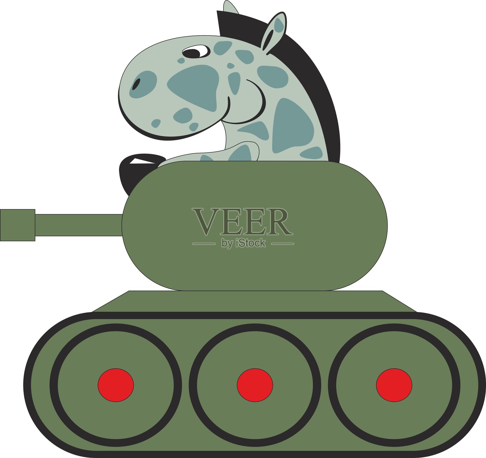 坦克中的卡通马011插画图片素材