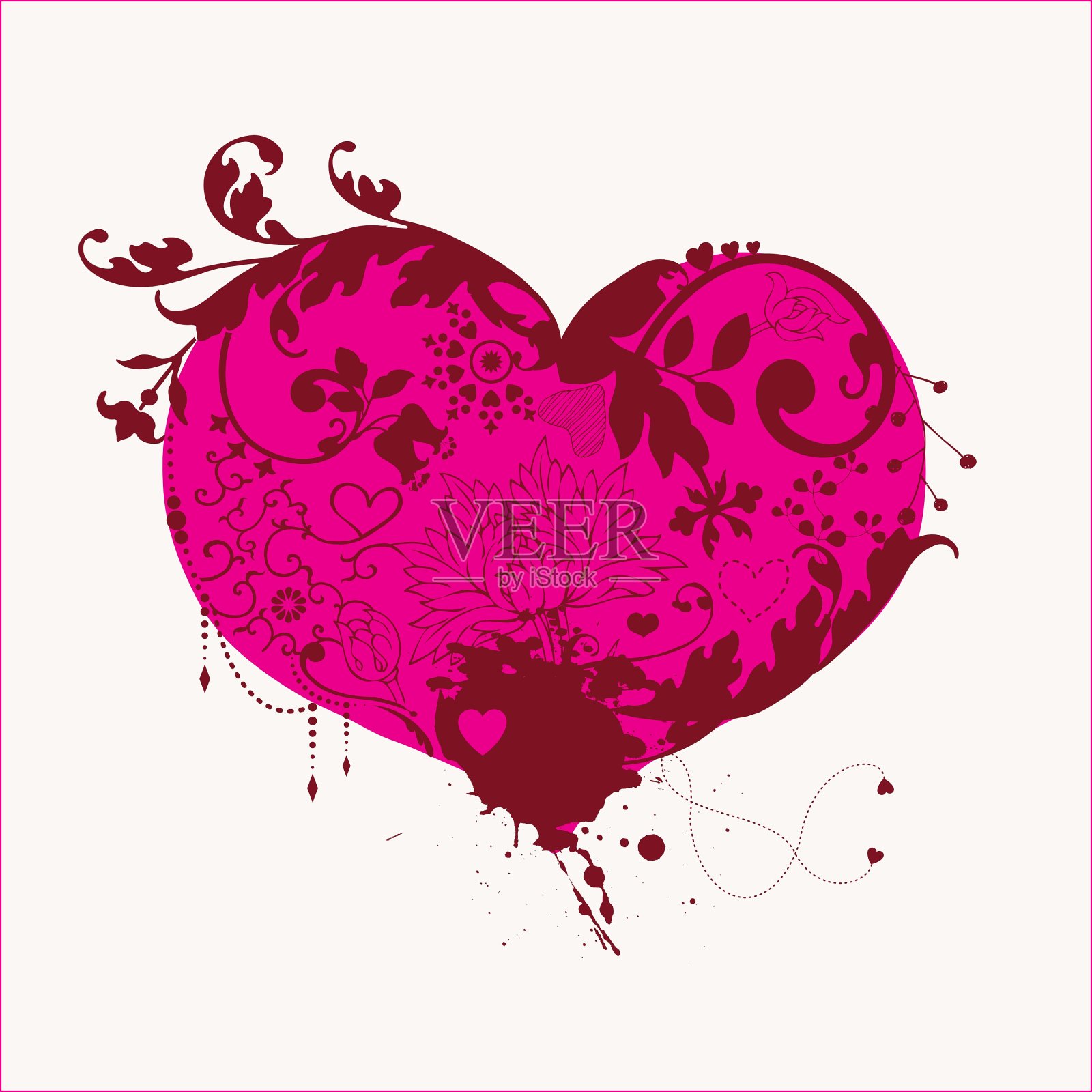 花的心插画图片素材