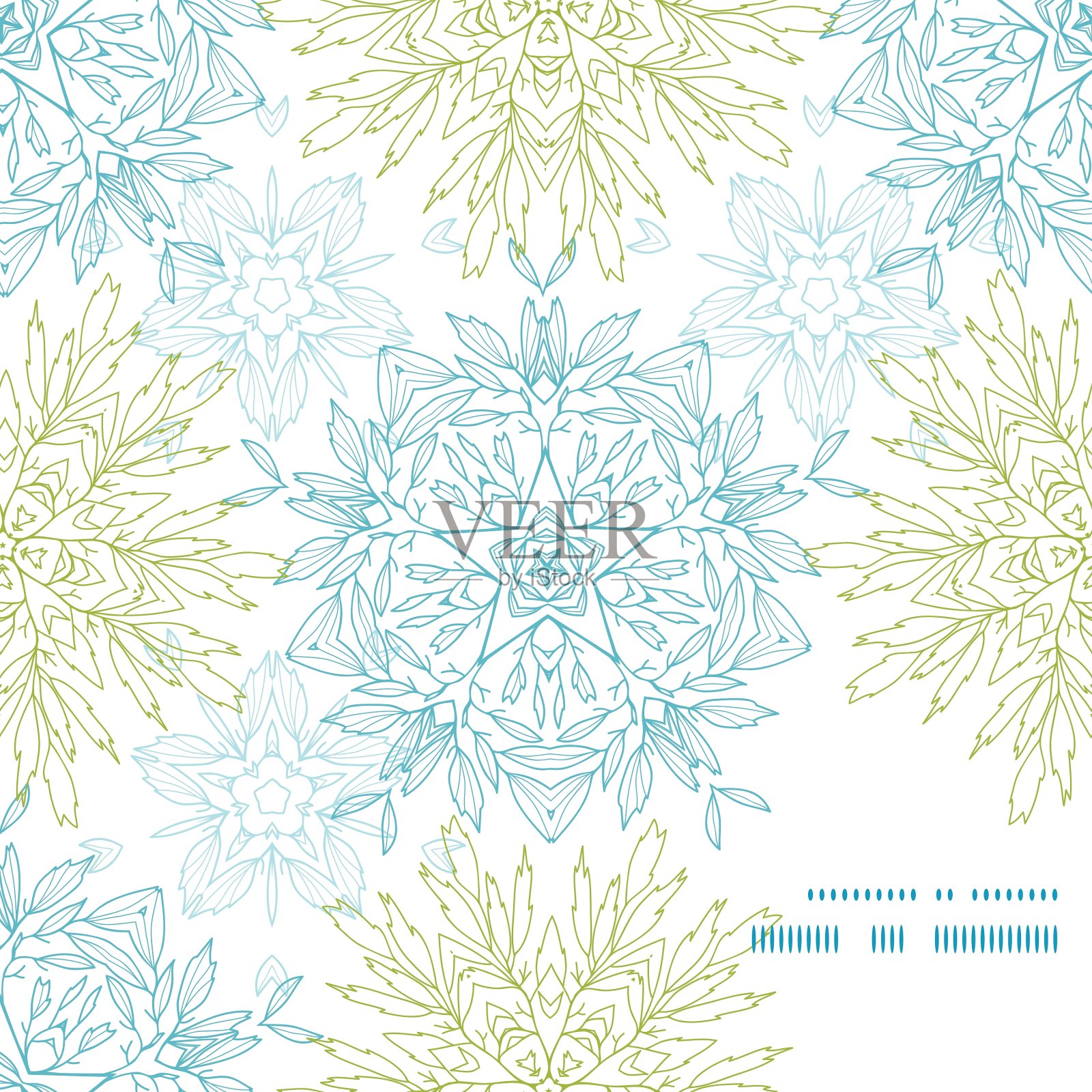 抽象植物曼陀罗框角图案插画图片素材