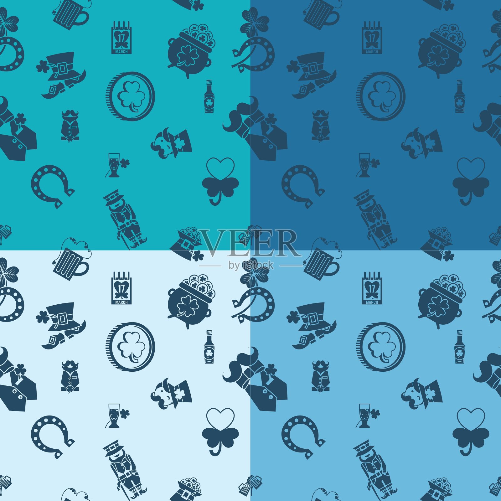 圣帕特里克节无缝模式插画图片素材