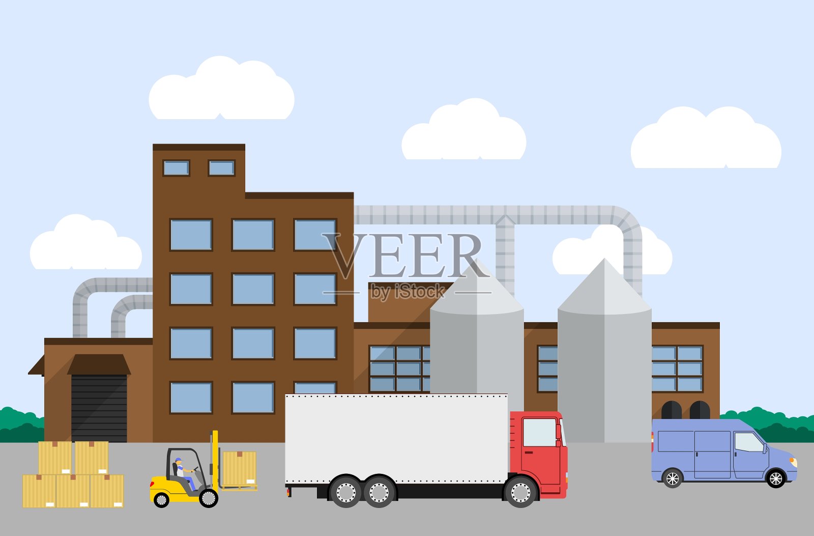 工厂附近装车插画图片素材