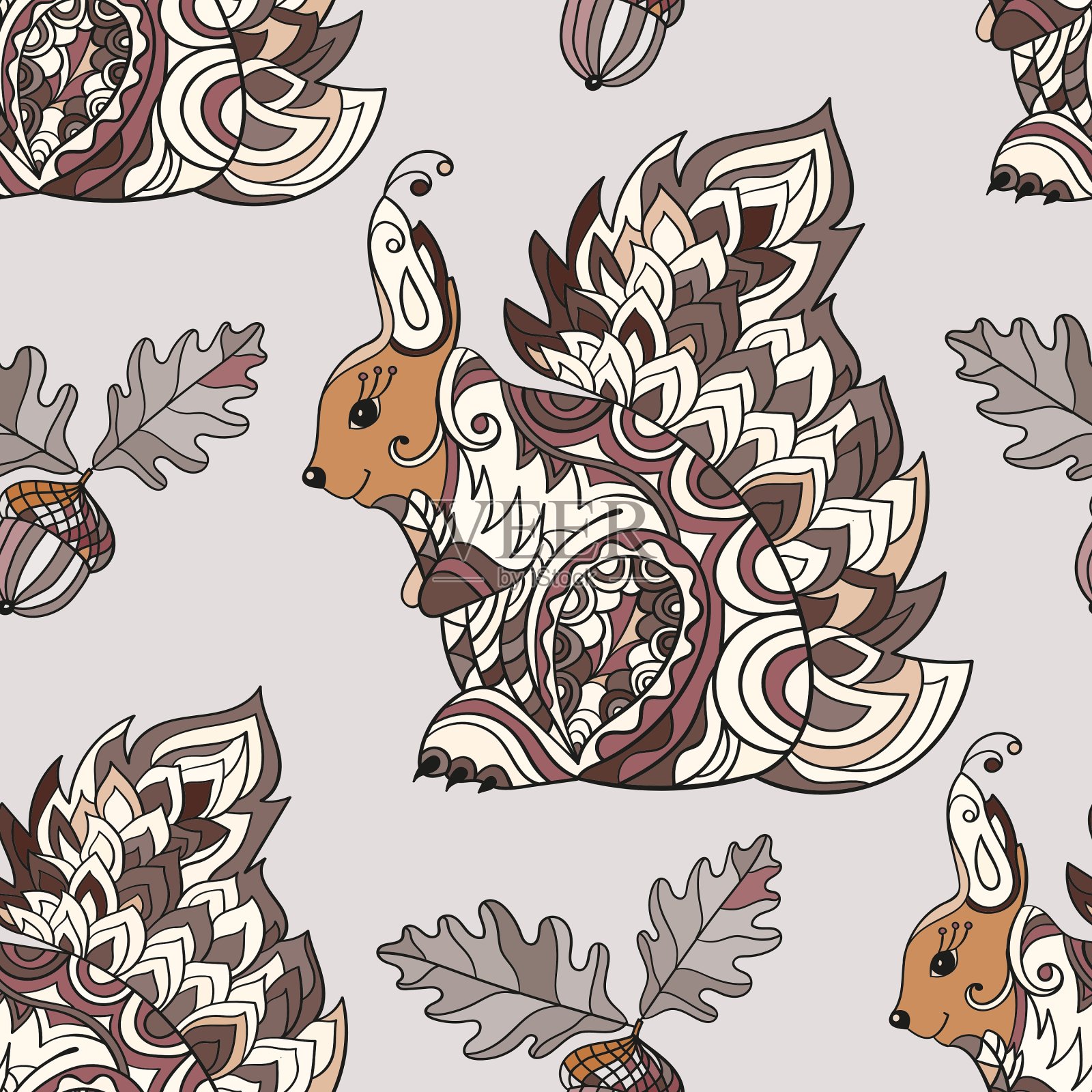 针叶林无缝花纹插画图片素材