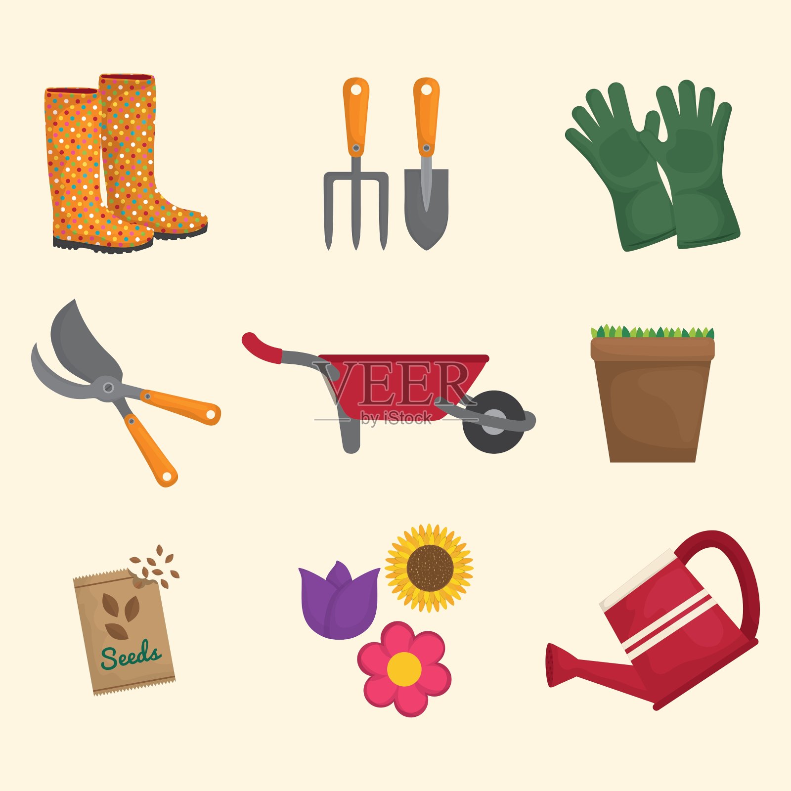 园艺图标设计插画图片素材