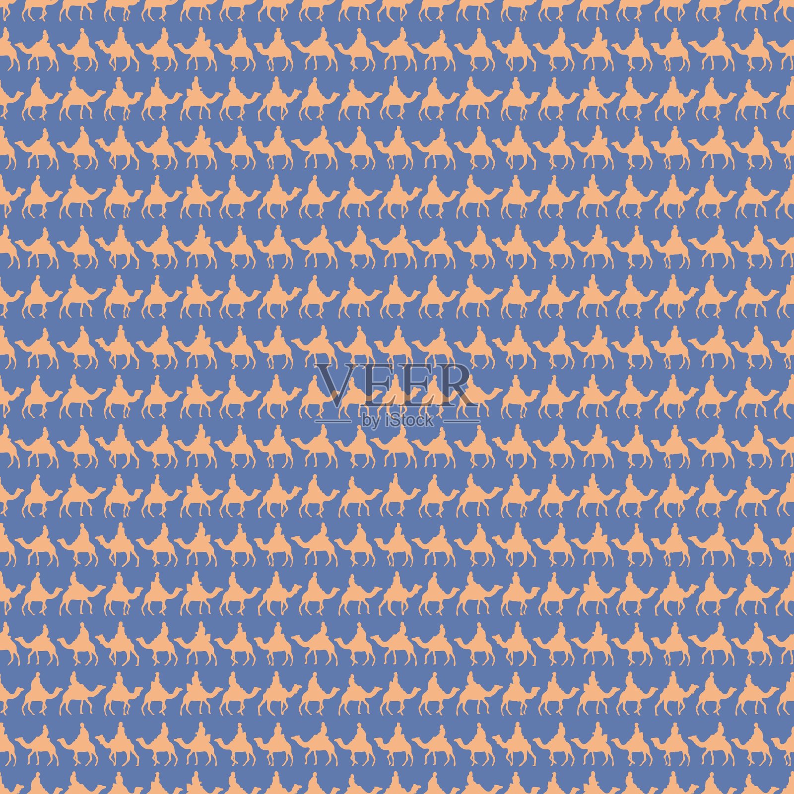 无缝模式的商队与骆驼插画图片素材