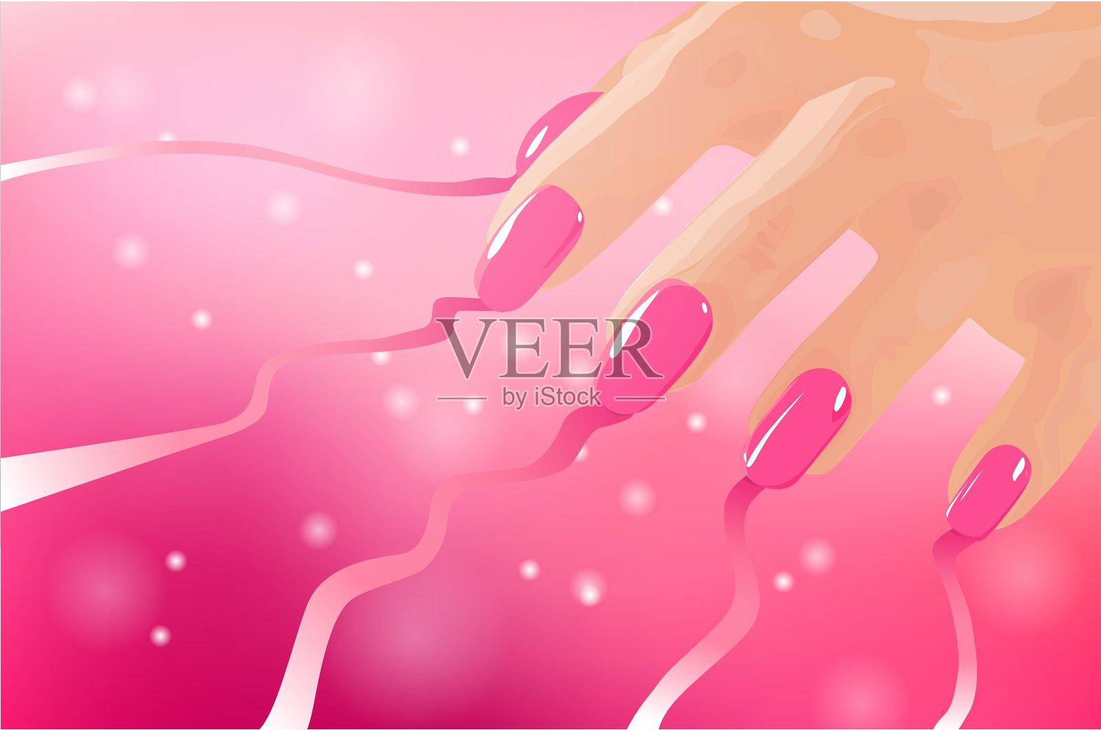 年轻女子的手插画图片素材