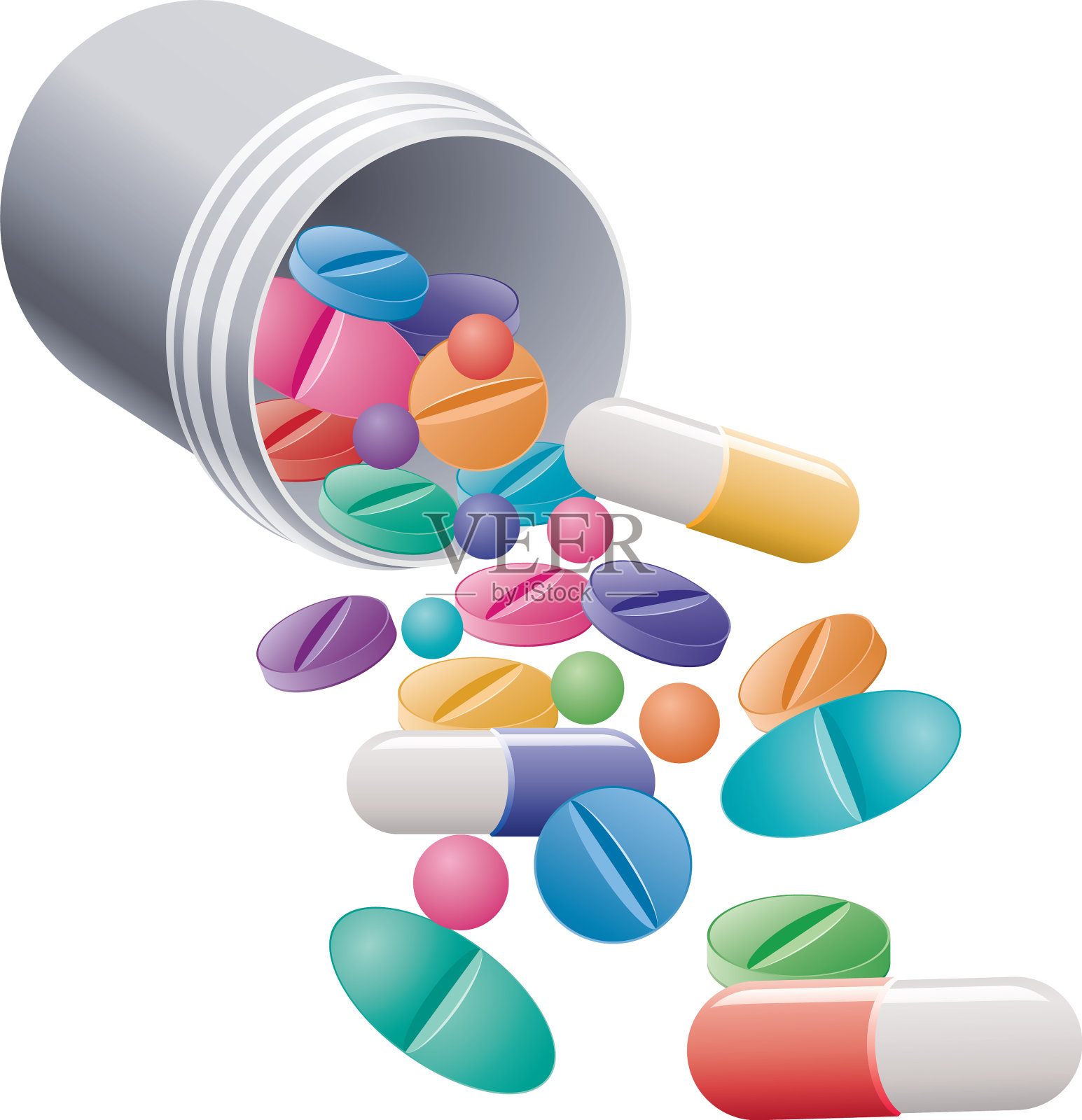 药片和胶囊插画图片素材