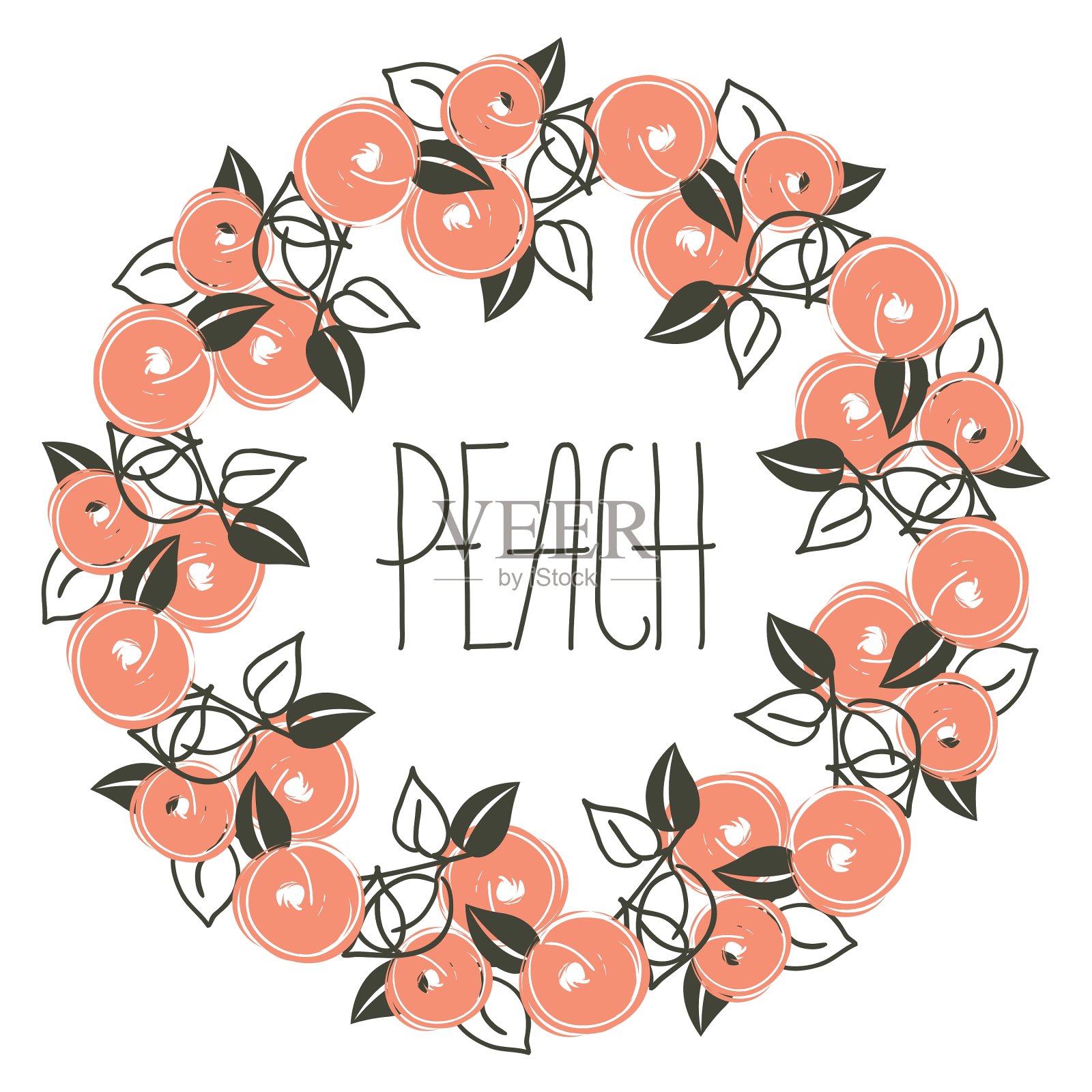 桃花花环的花卉图案插画图片素材