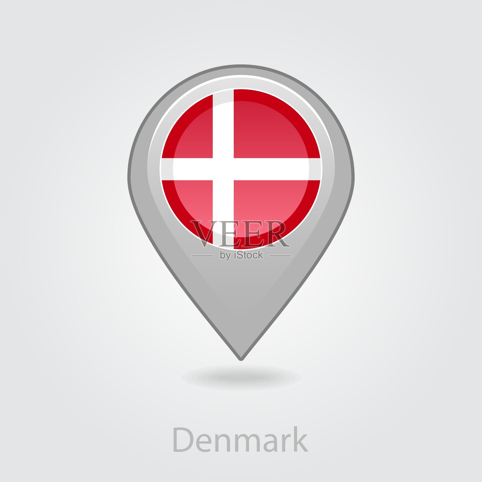 丹麦国旗引脚地图图标插画图片素材