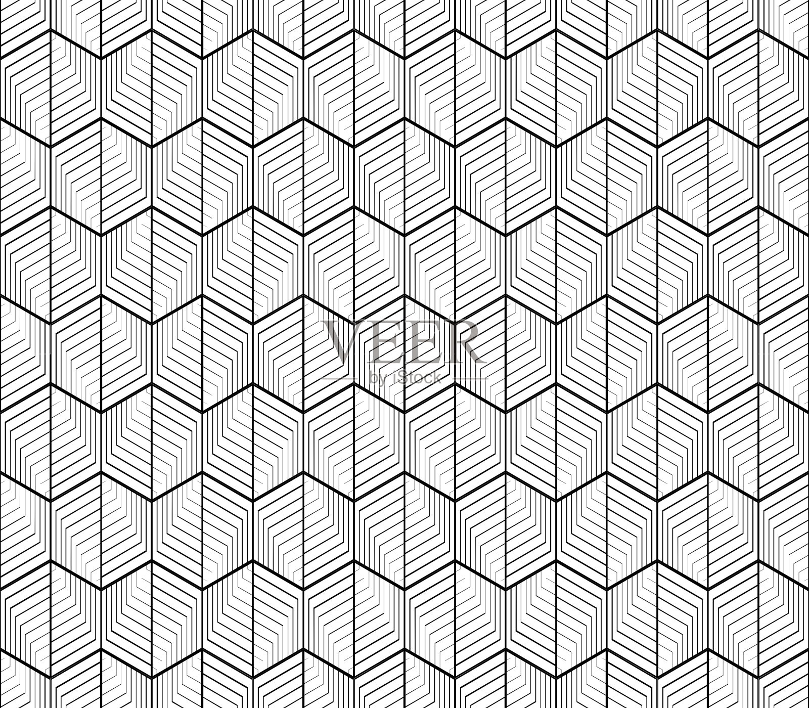 设计黑白无缝六角形图案插画图片素材