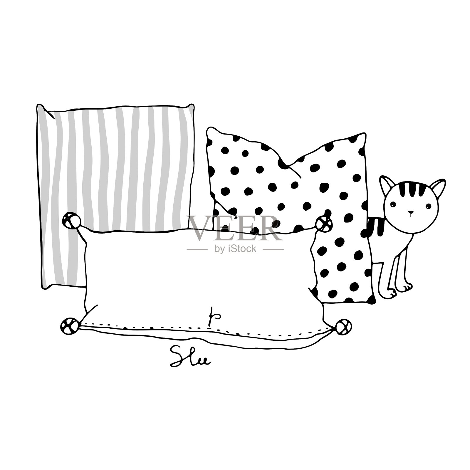 漂亮的枕头和猫设计元素图片