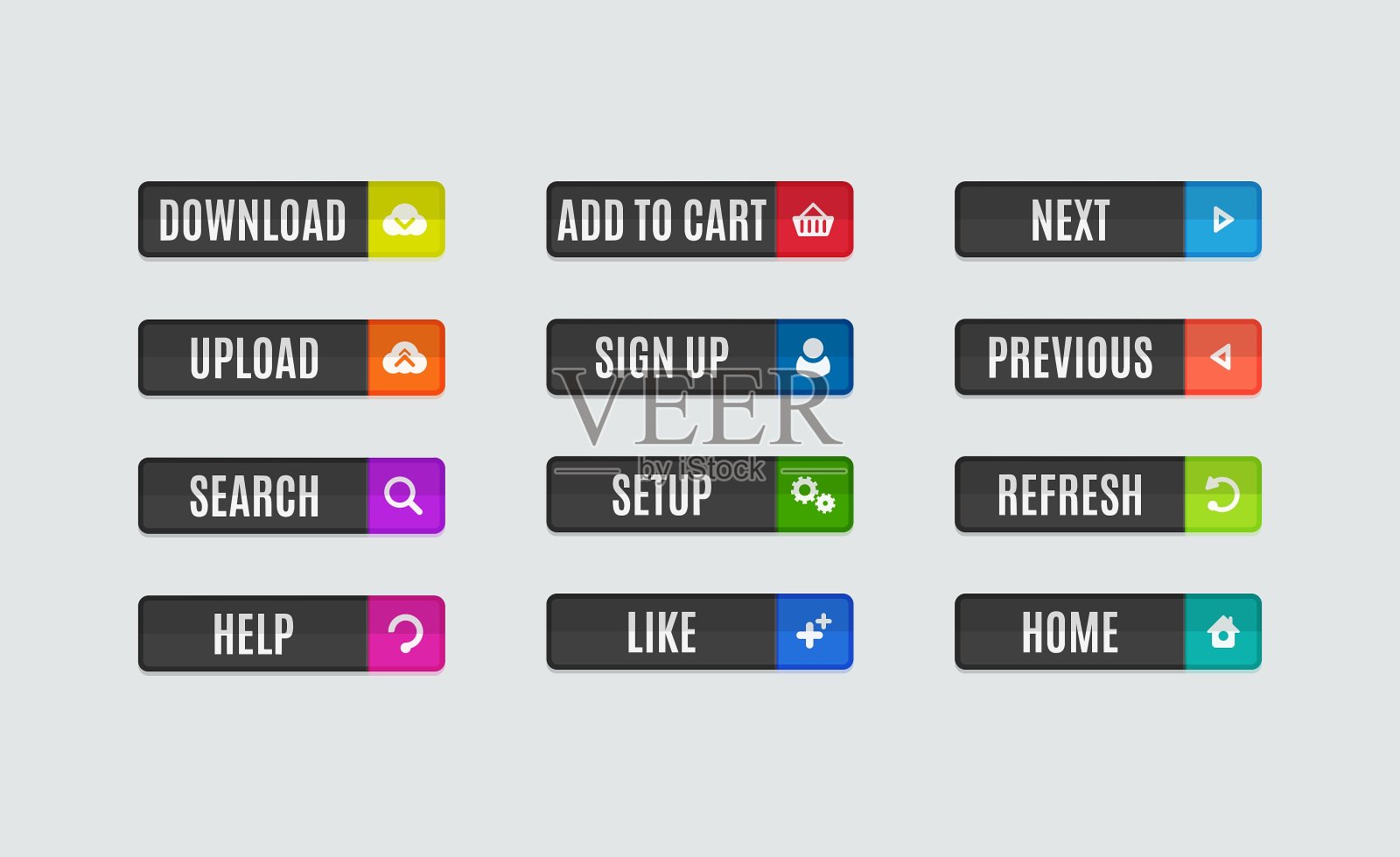 现代平面设计的网站导航按钮图标素材