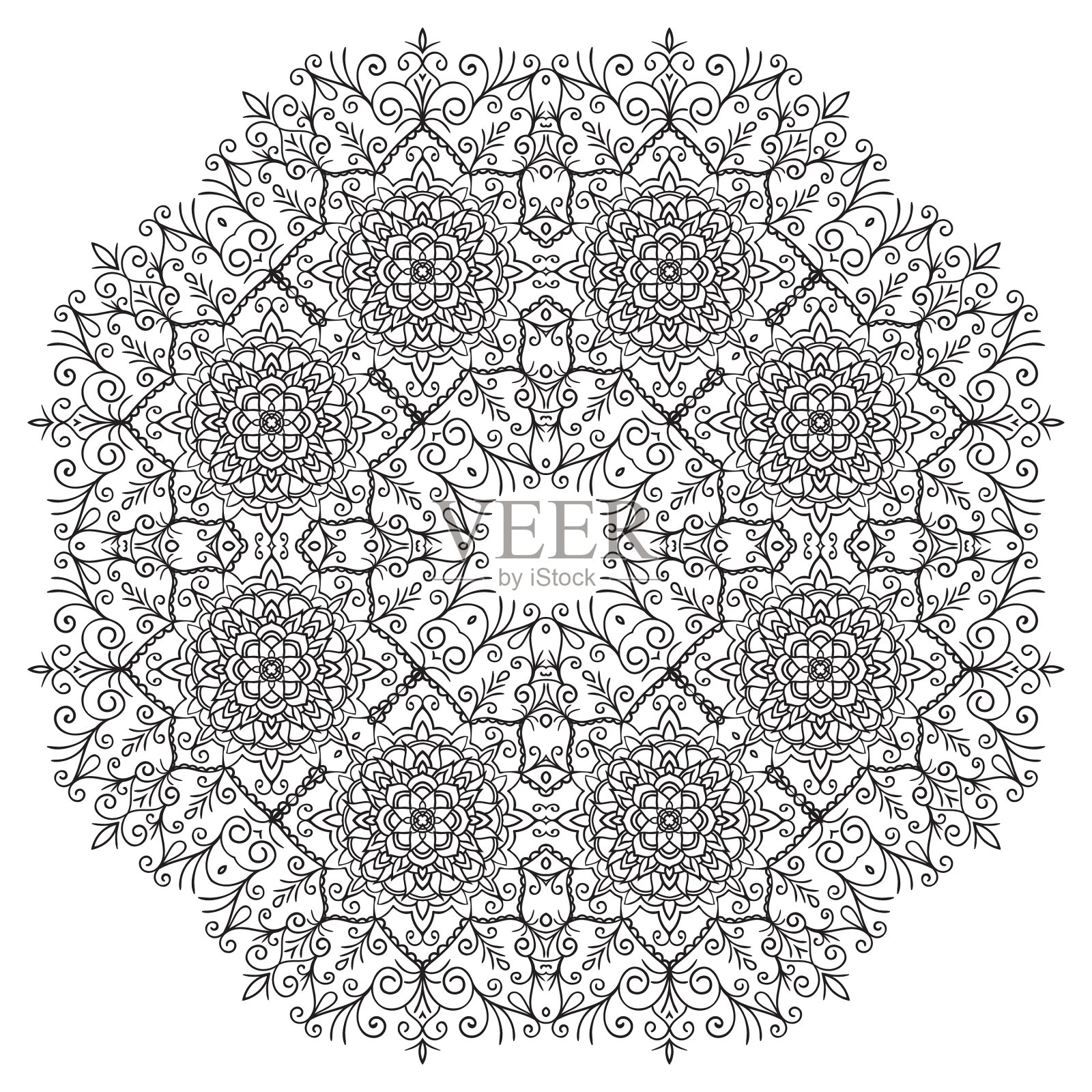 手绘zantangle曼陀罗元素插画图片素材