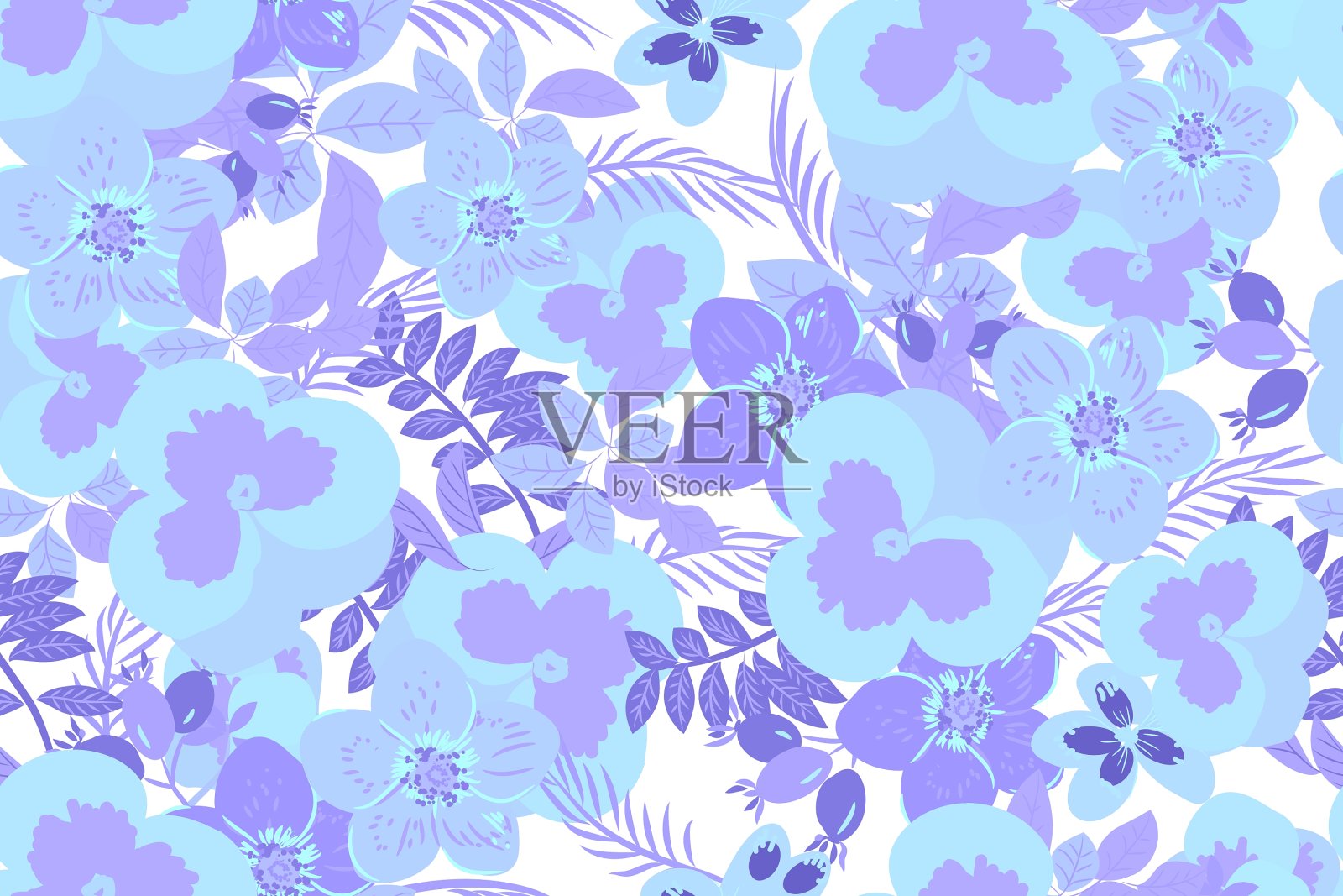 花三色堇玫瑰背景插画图片素材