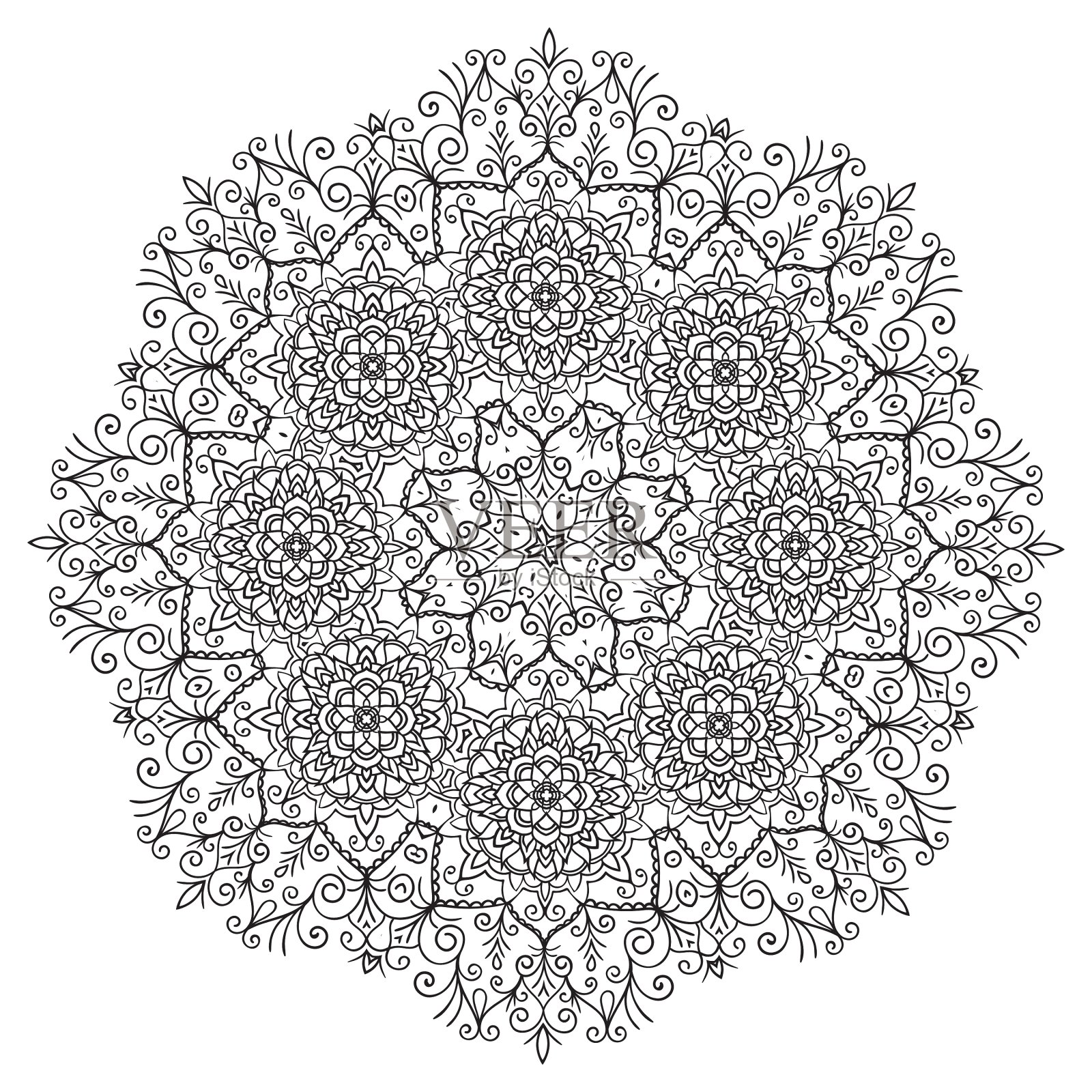 手绘zantangle曼陀罗元素设计元素图片