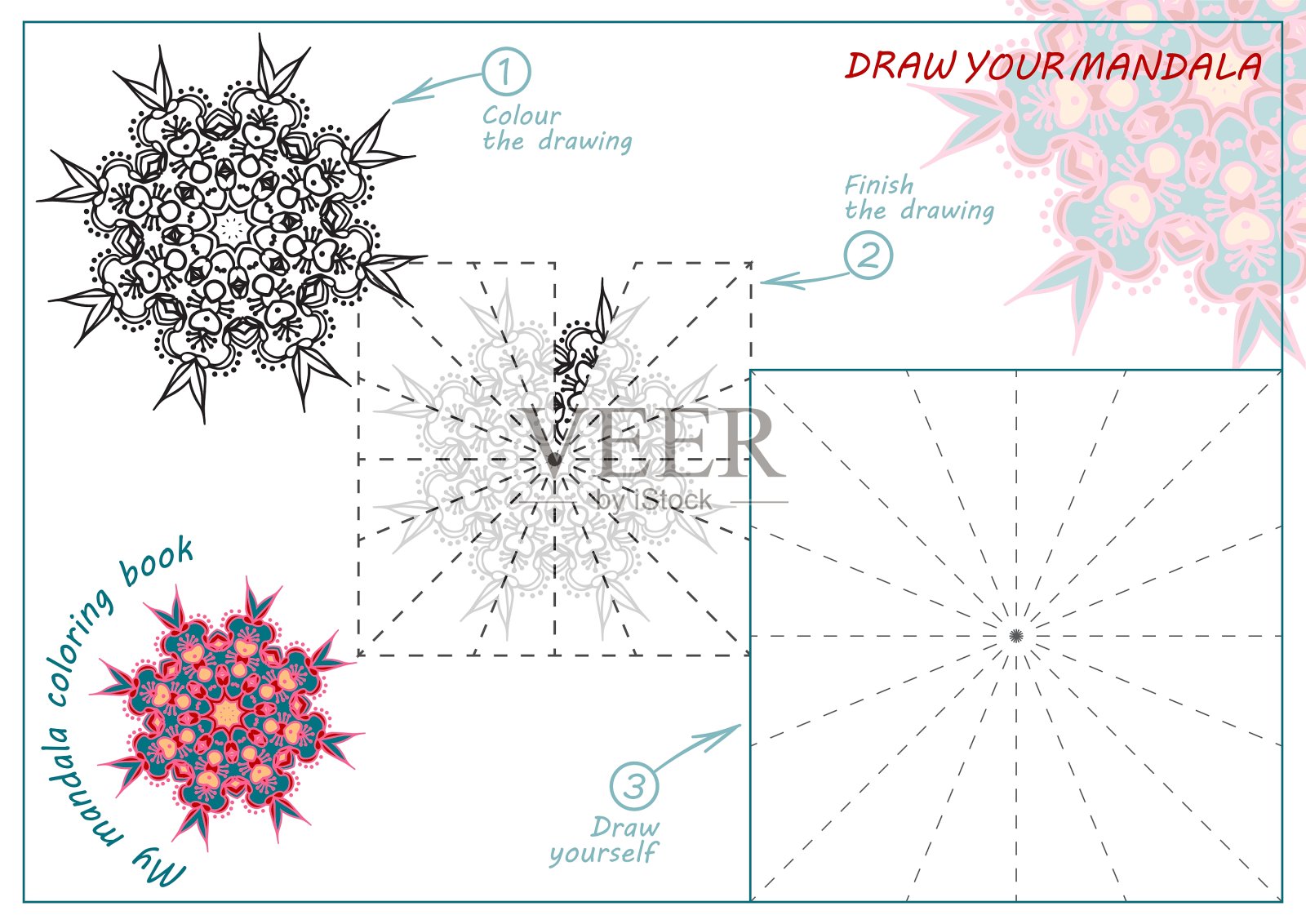 独特的A4纸矩形涂色书插画图片素材