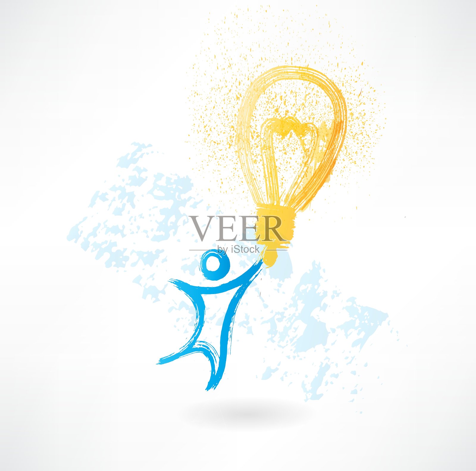 有台灯垃圾图标的男人插画图片素材