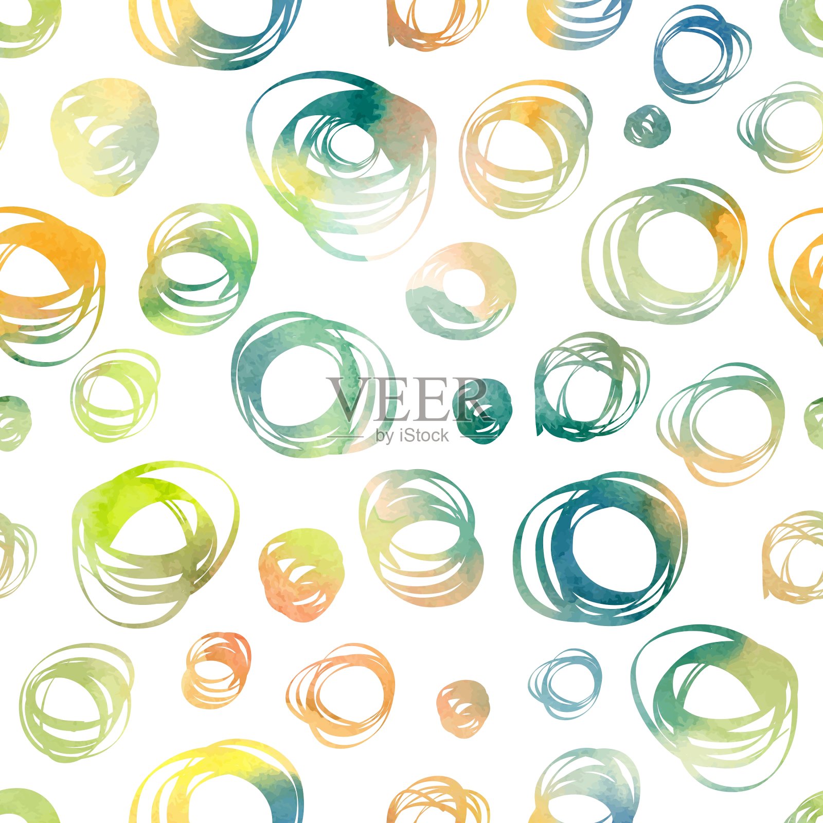 无缝图案与涂鸦水彩点缀插画图片素材