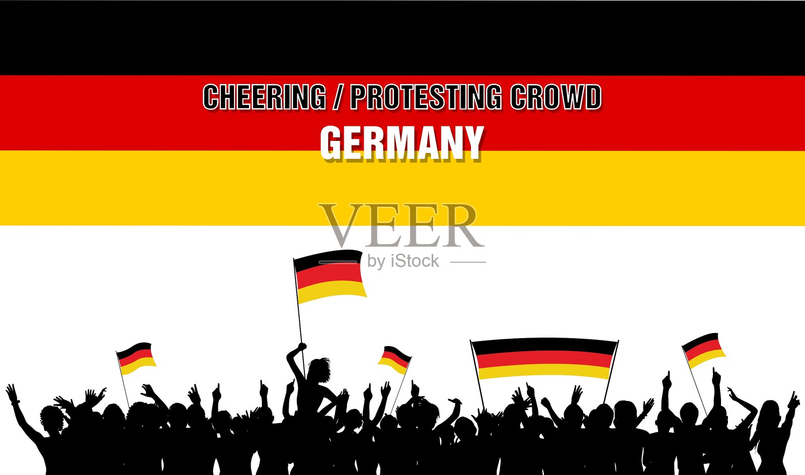 欢呼或抗议的德国人群插画图片素材
