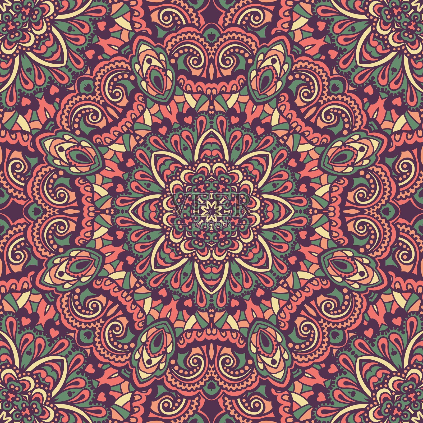 东方华丽的无缝图案插画图片素材